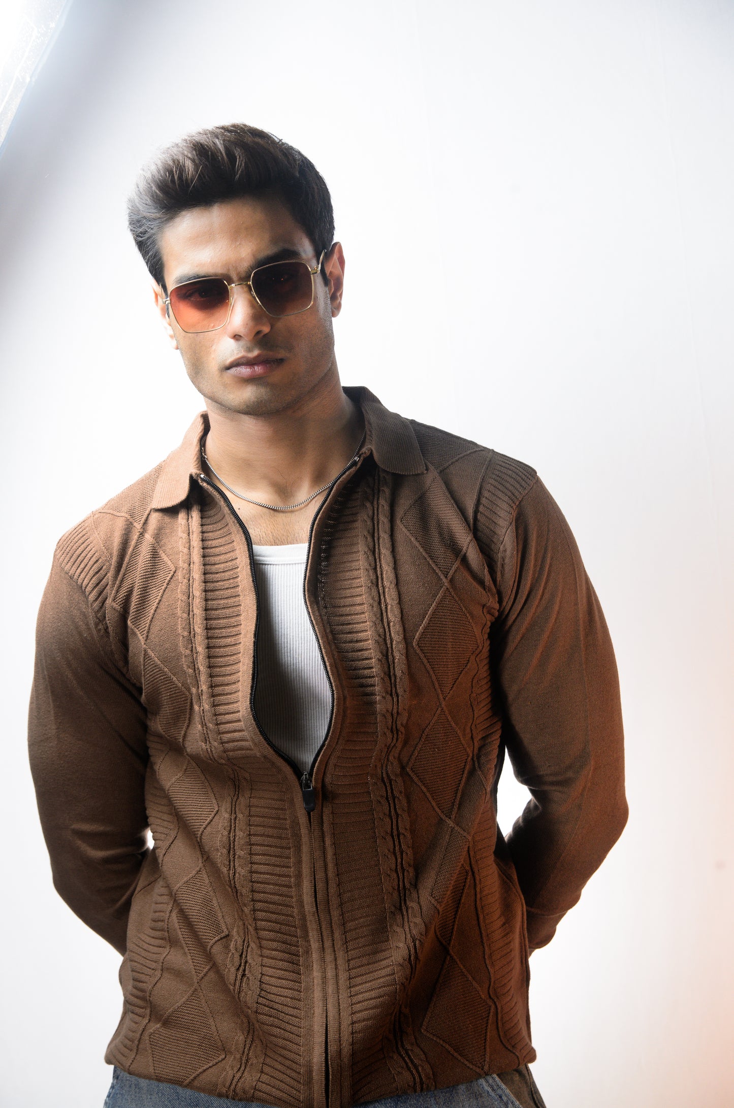 The Montague Full Zip Long Sleeve Tshirt - Almond