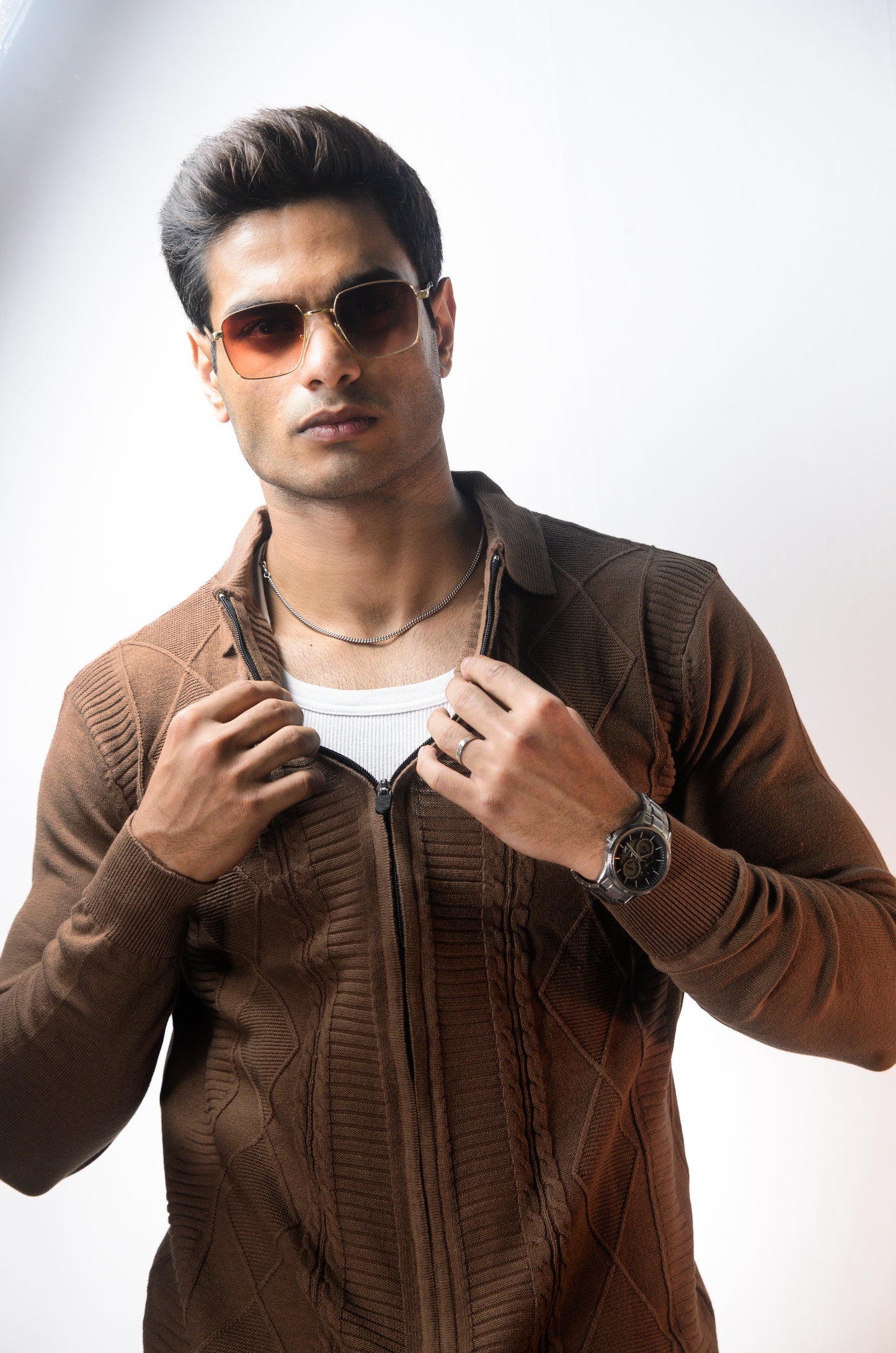 The Montague Full Zip Long Sleeve Tshirt - Almond