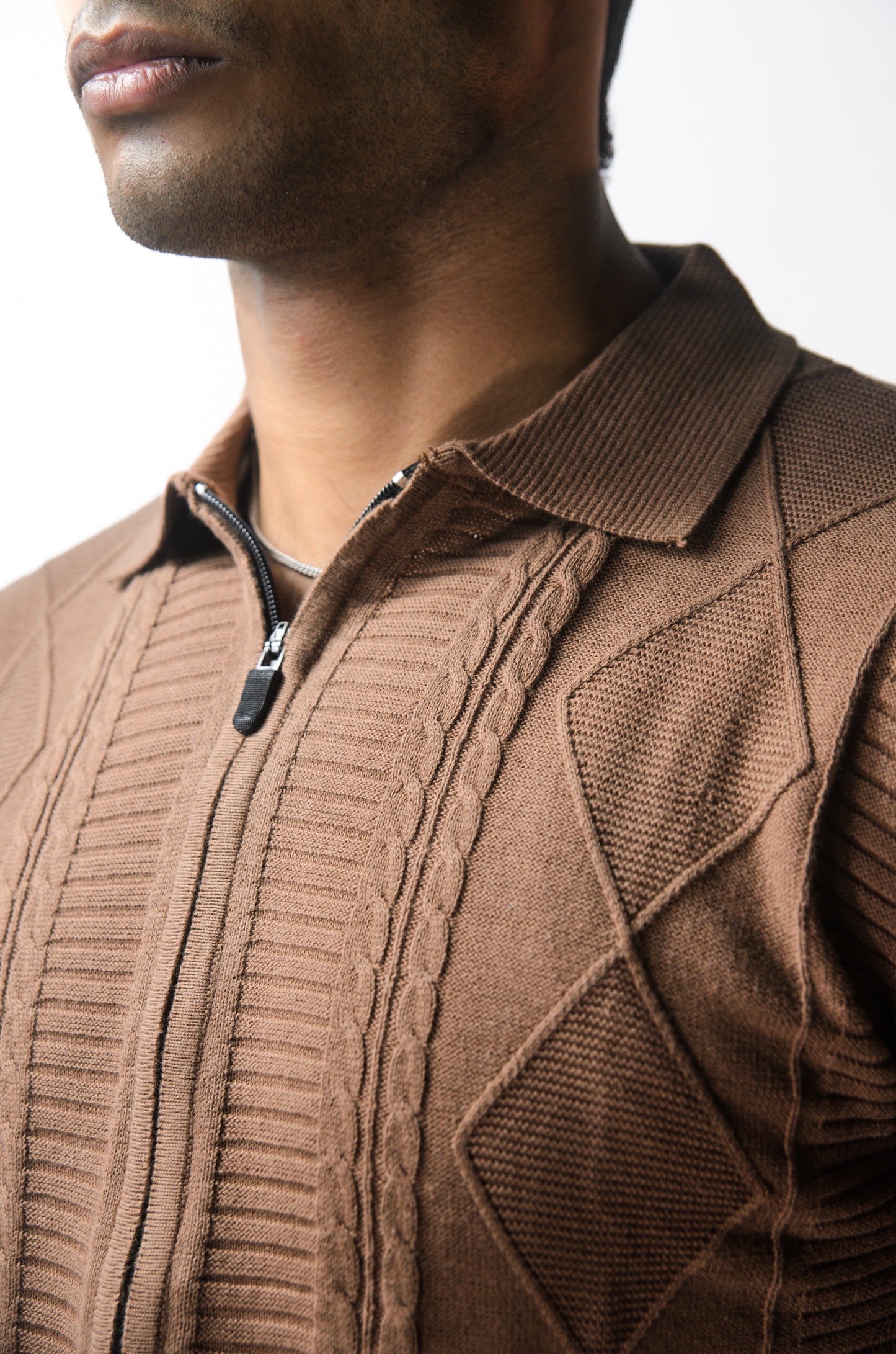 The Montague Full Zip Long Sleeve Tshirt - Almond