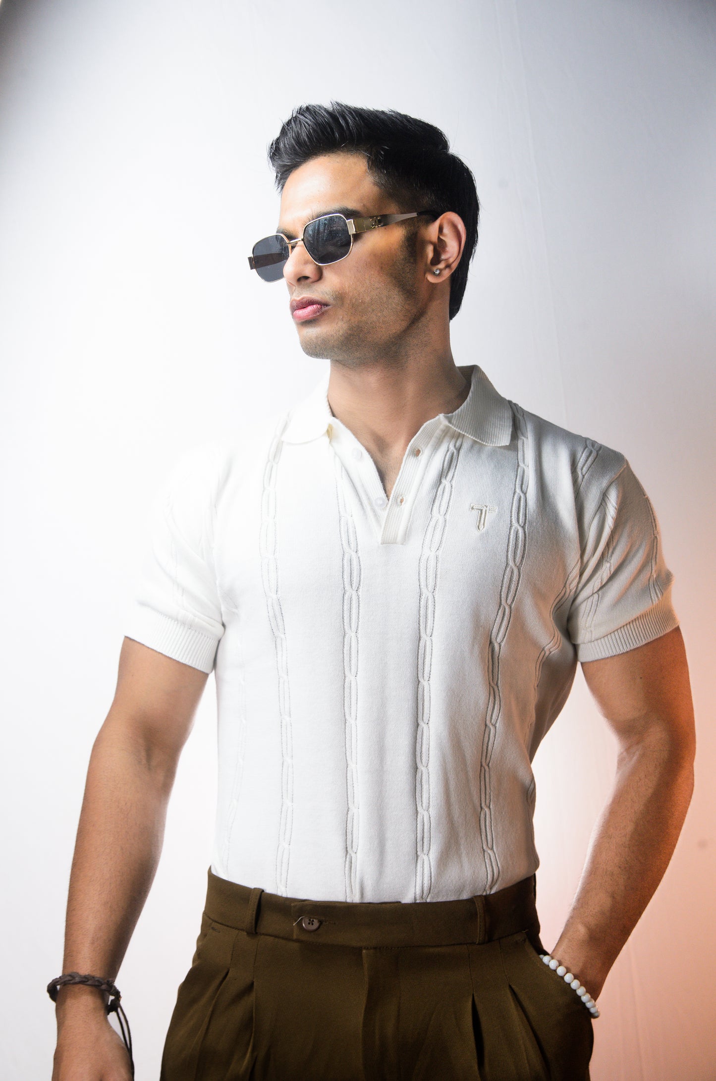The Noiré Half Sleeve Polo - WHITE
