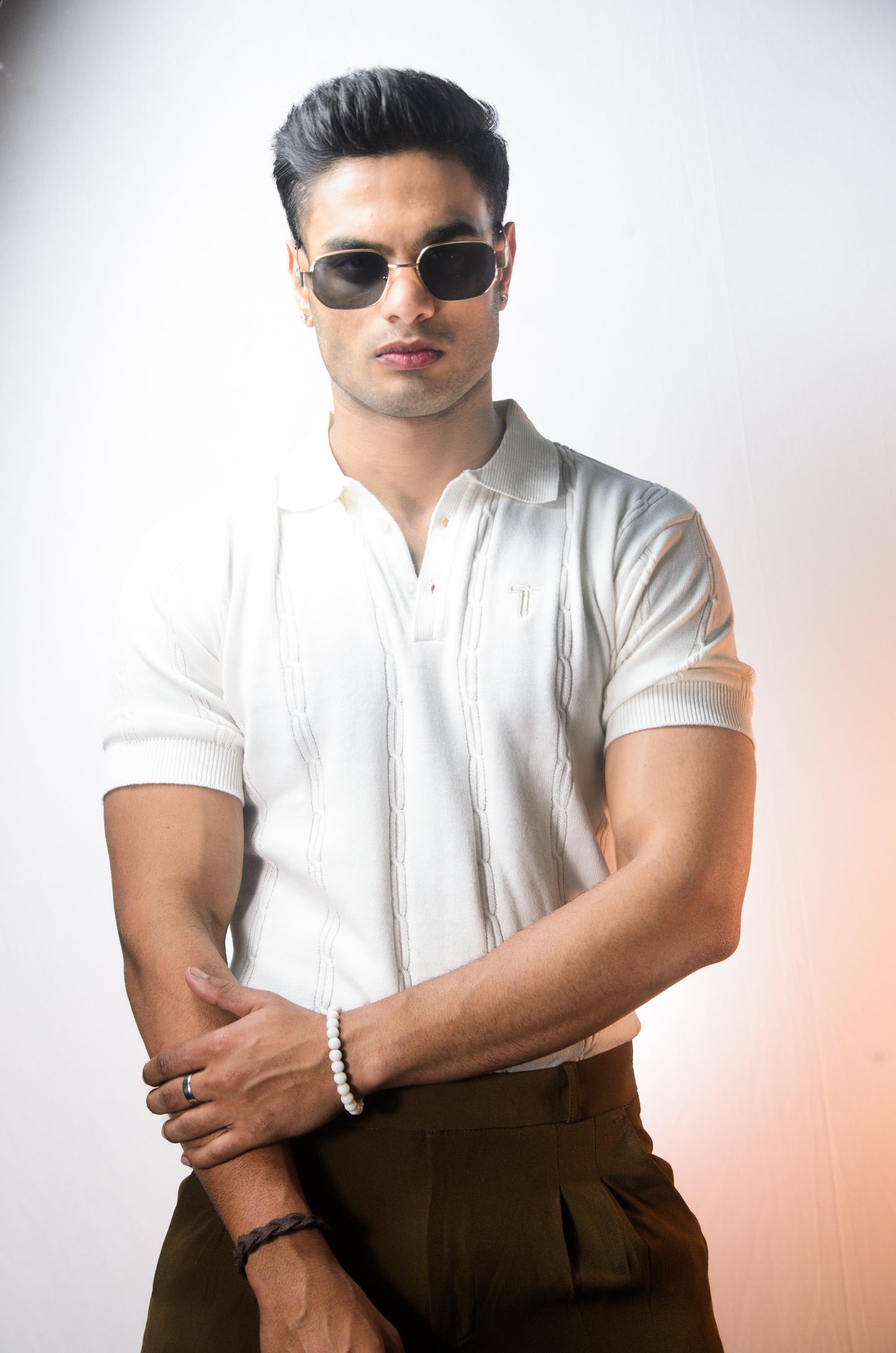 The Noiré Half Sleeve Polo - WHITE