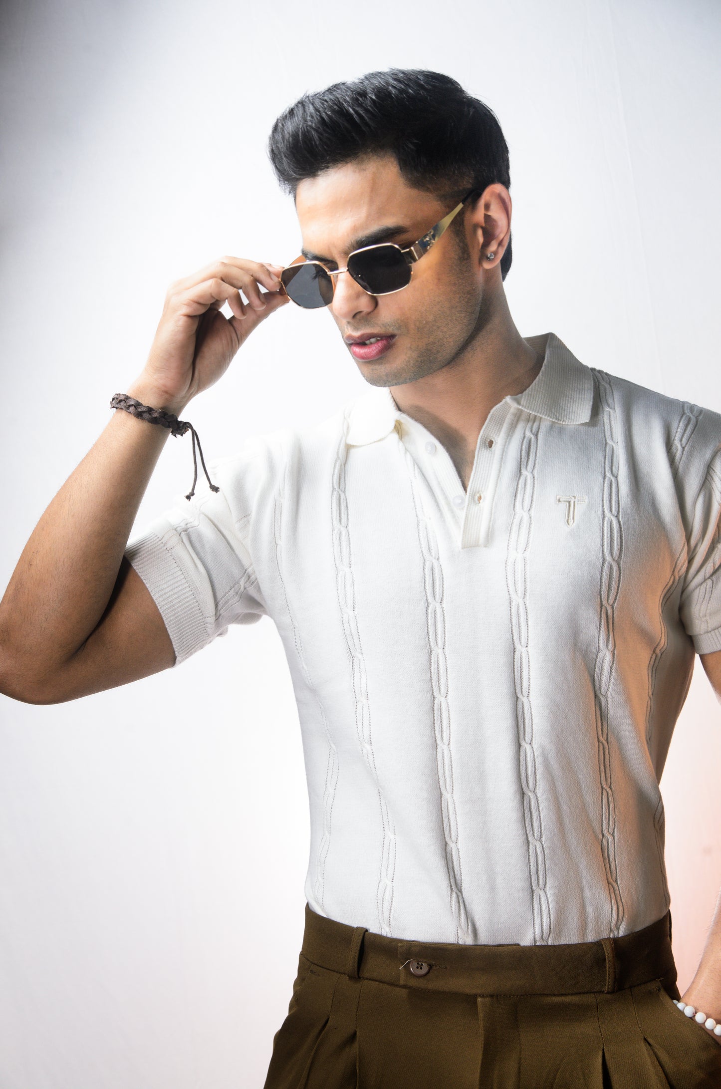 The Noiré Half Sleeve Polo - WHITE