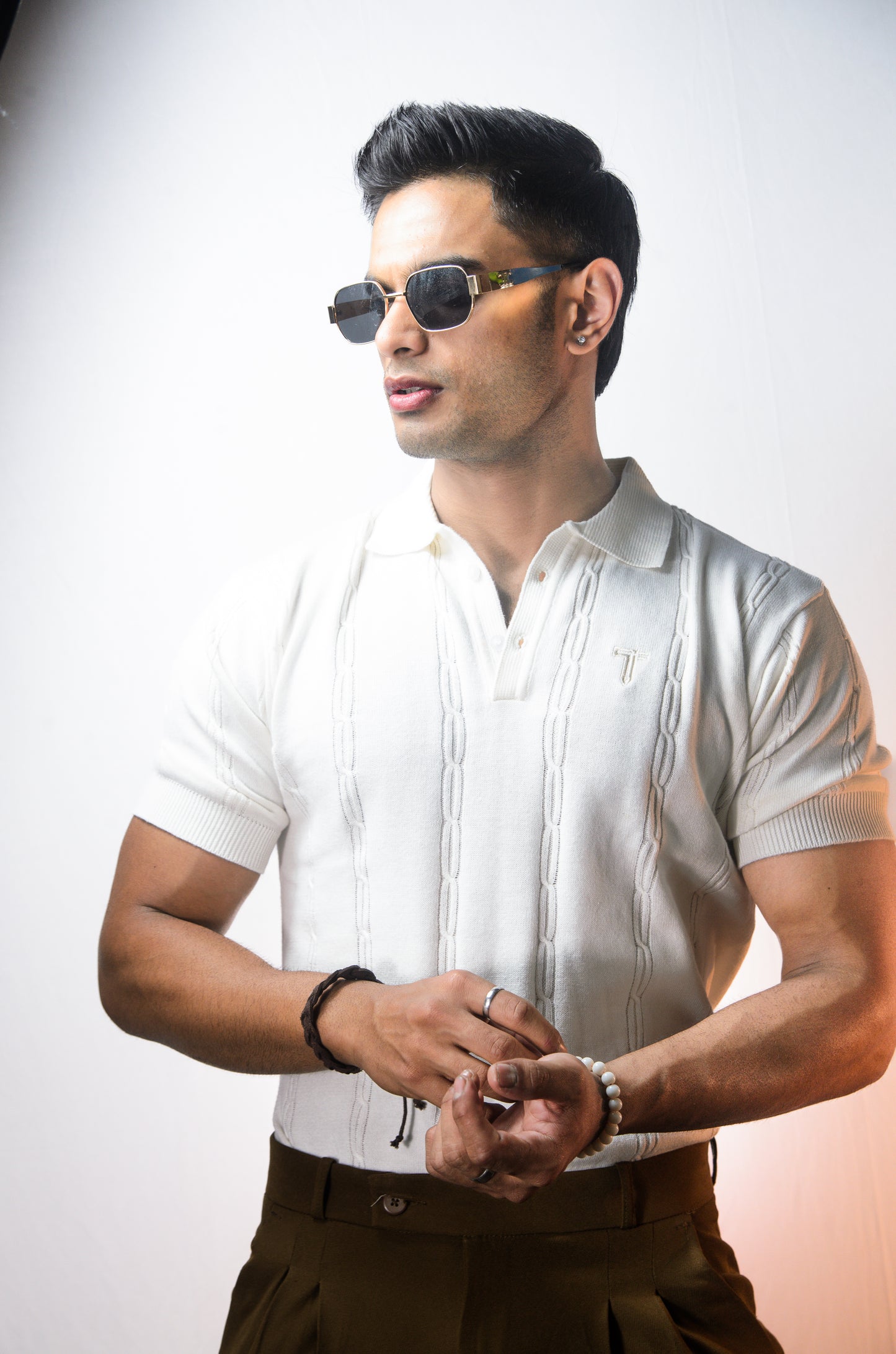 The Noiré Half Sleeve Polo - WHITE