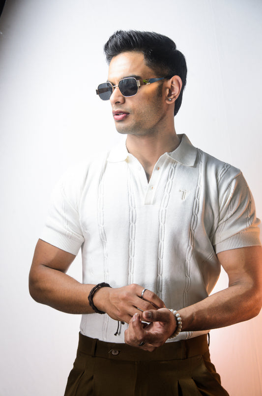 The Noiré Half Sleeve Polo - WHITE