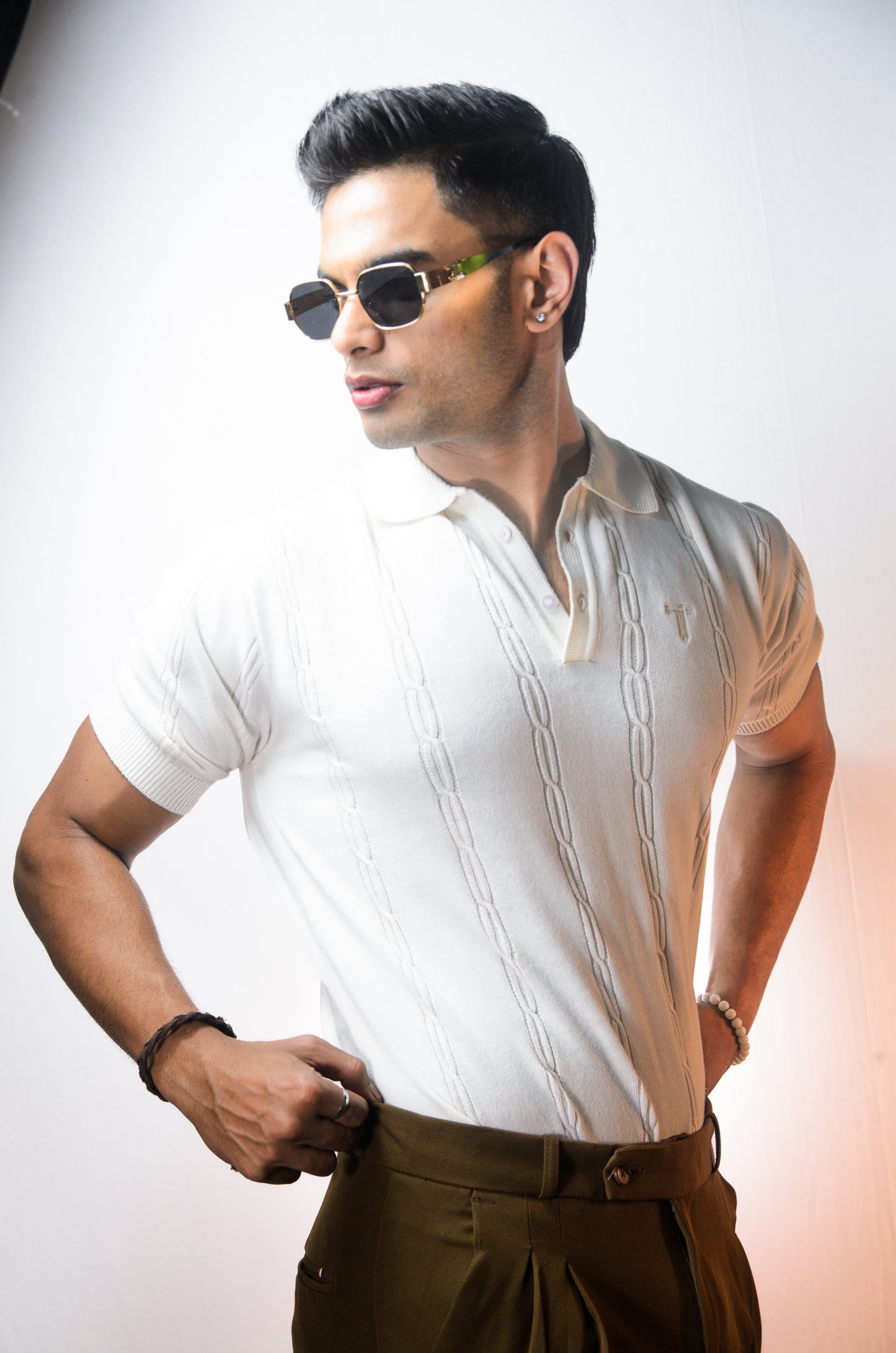 The Noiré Half Sleeve Polo - WHITE