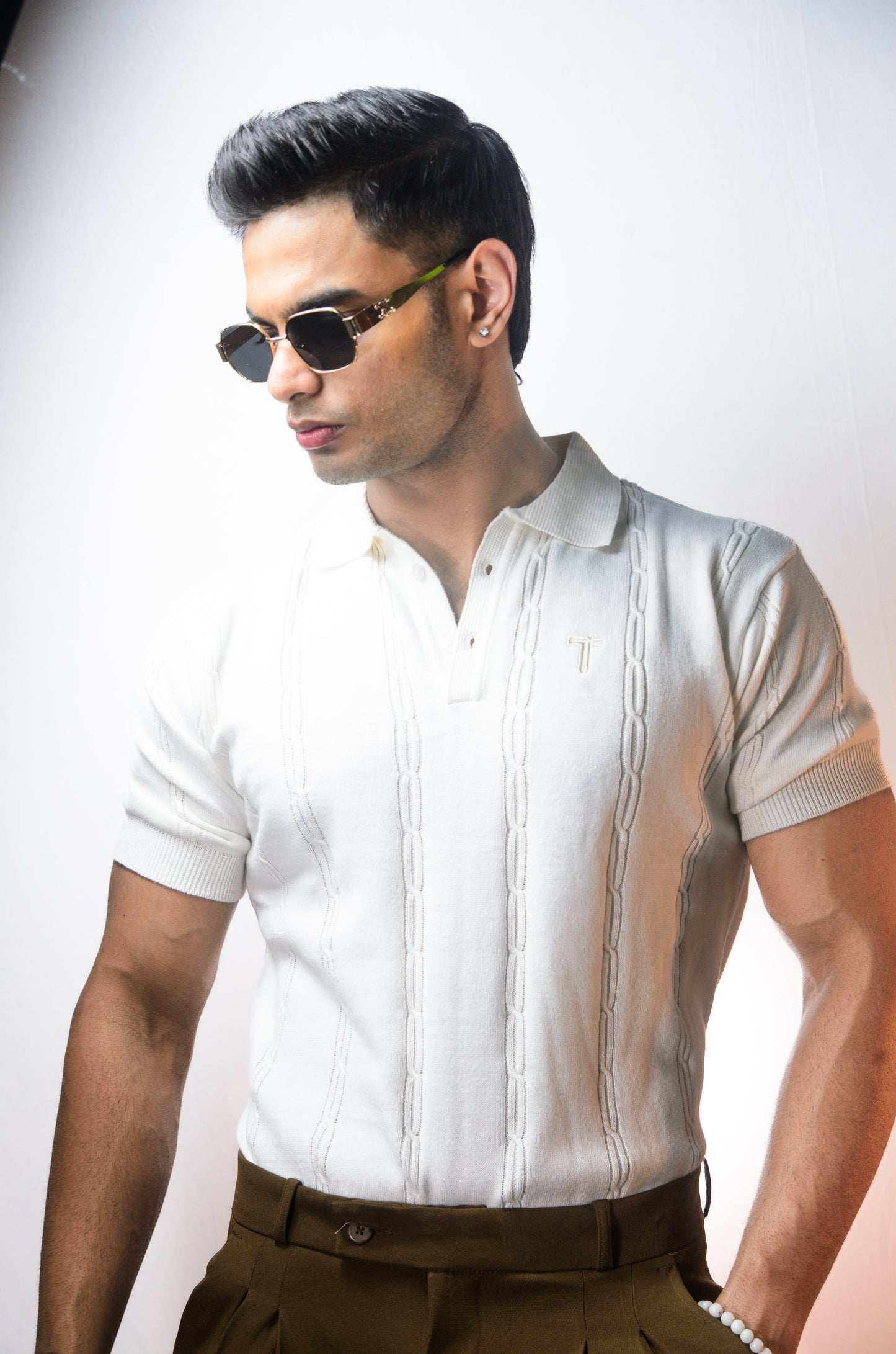 The Noiré Half Sleeve Polo - WHITE
