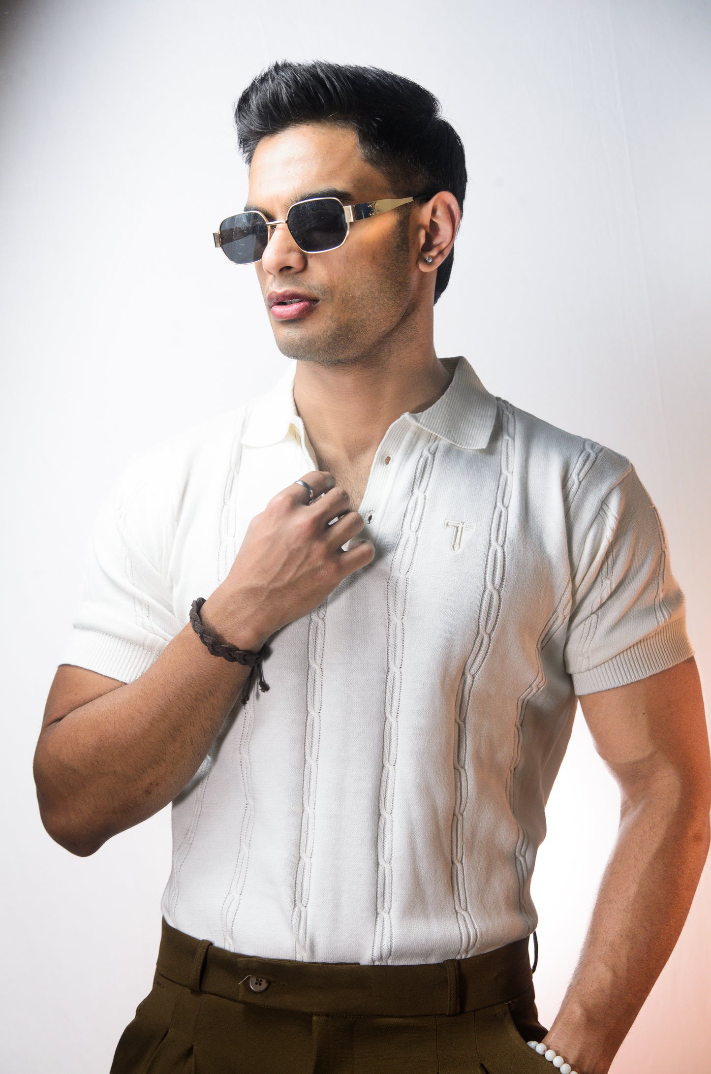 The Noiré Half Sleeve Polo - WHITE