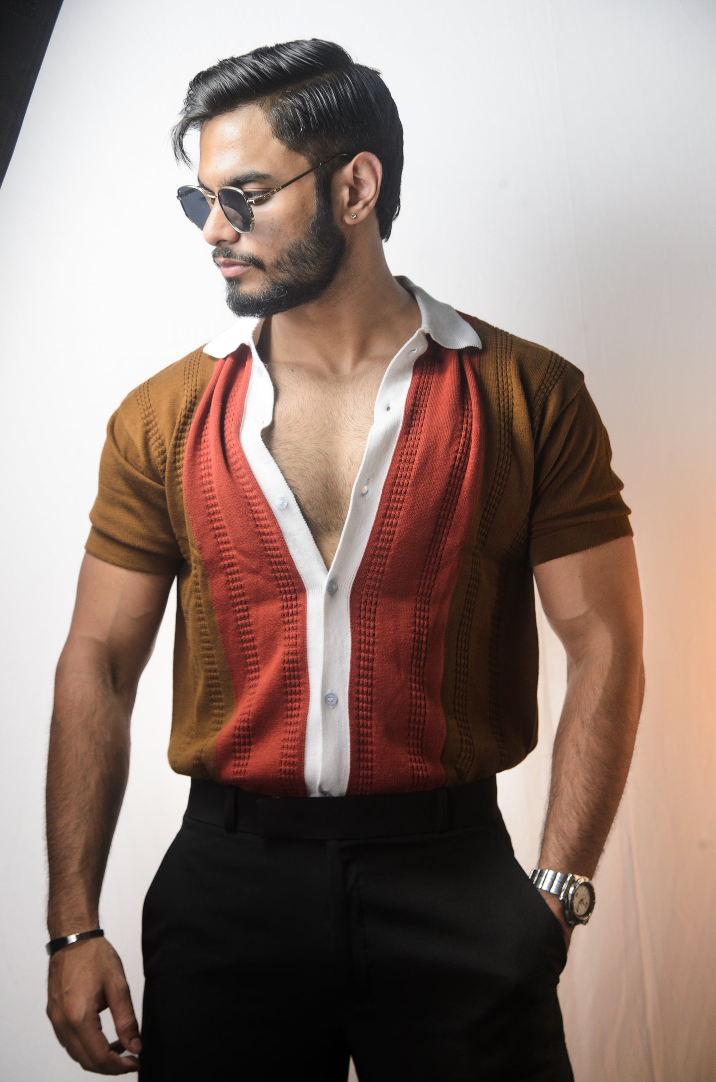 Old Town Knitted Shirt - BROWN