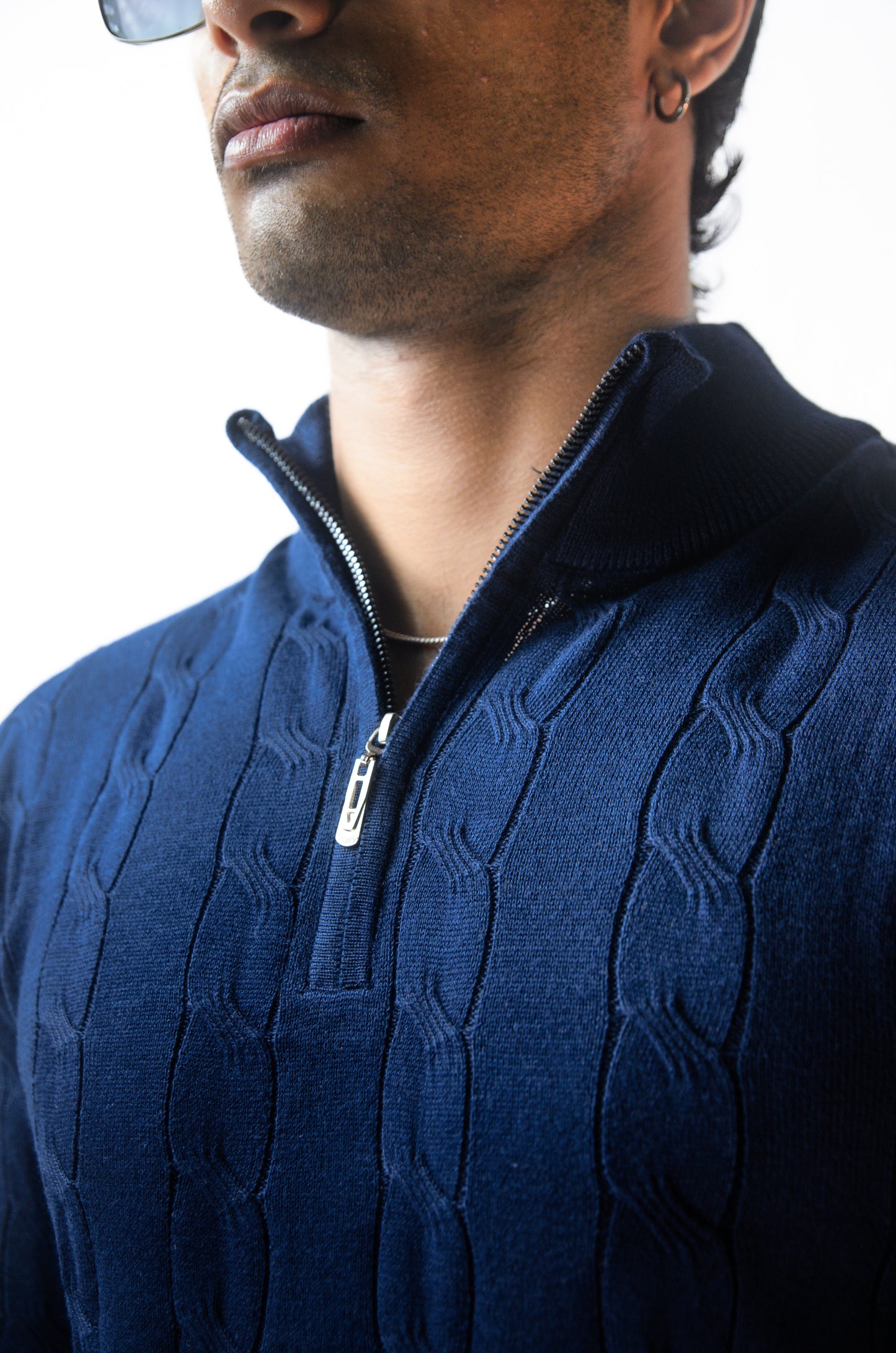 Riviera Knit Full Sleeve T-shirt- Navy Blue