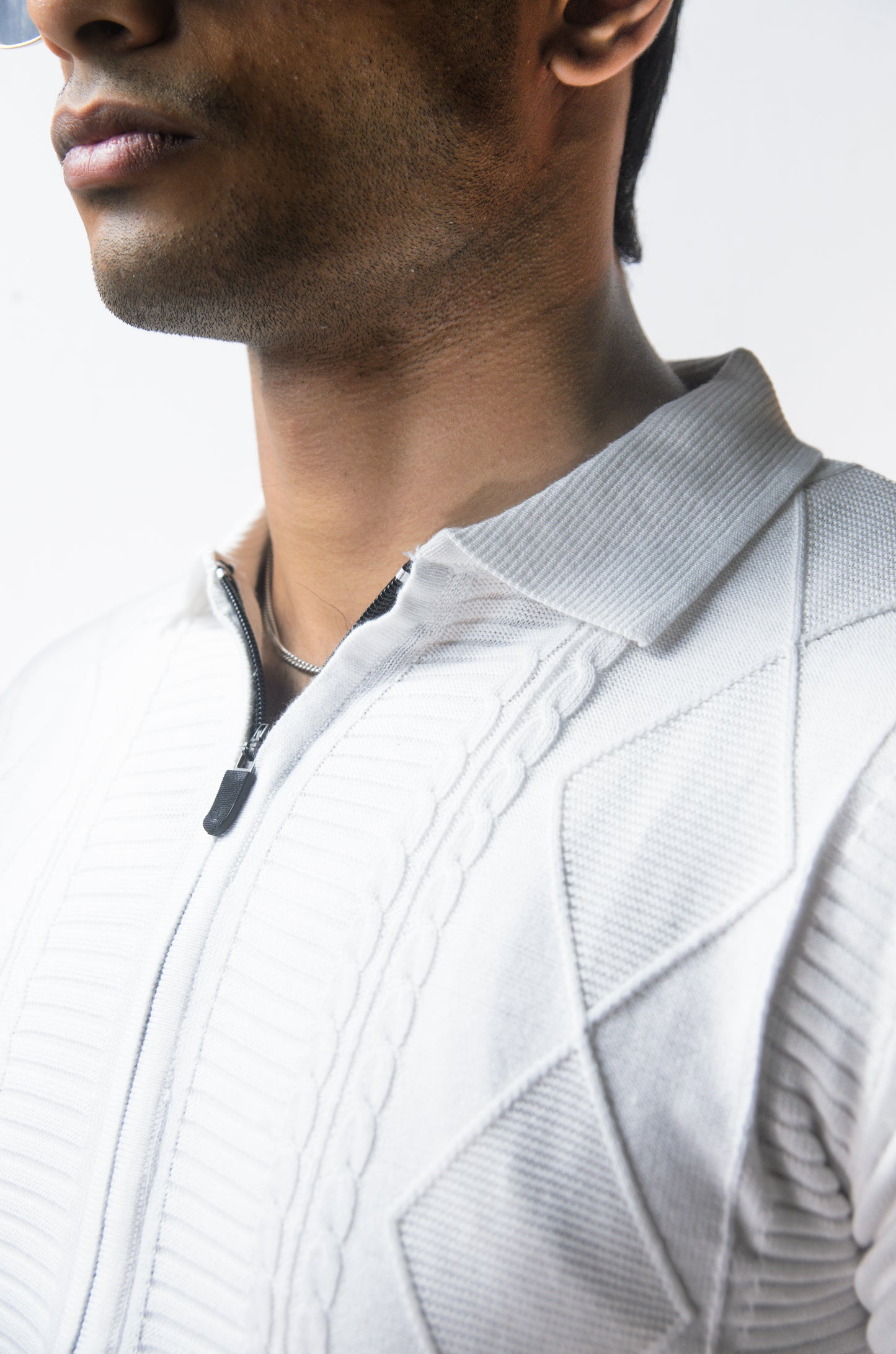The Montague Full Zip Long Sleeve Tshirt - WHITE