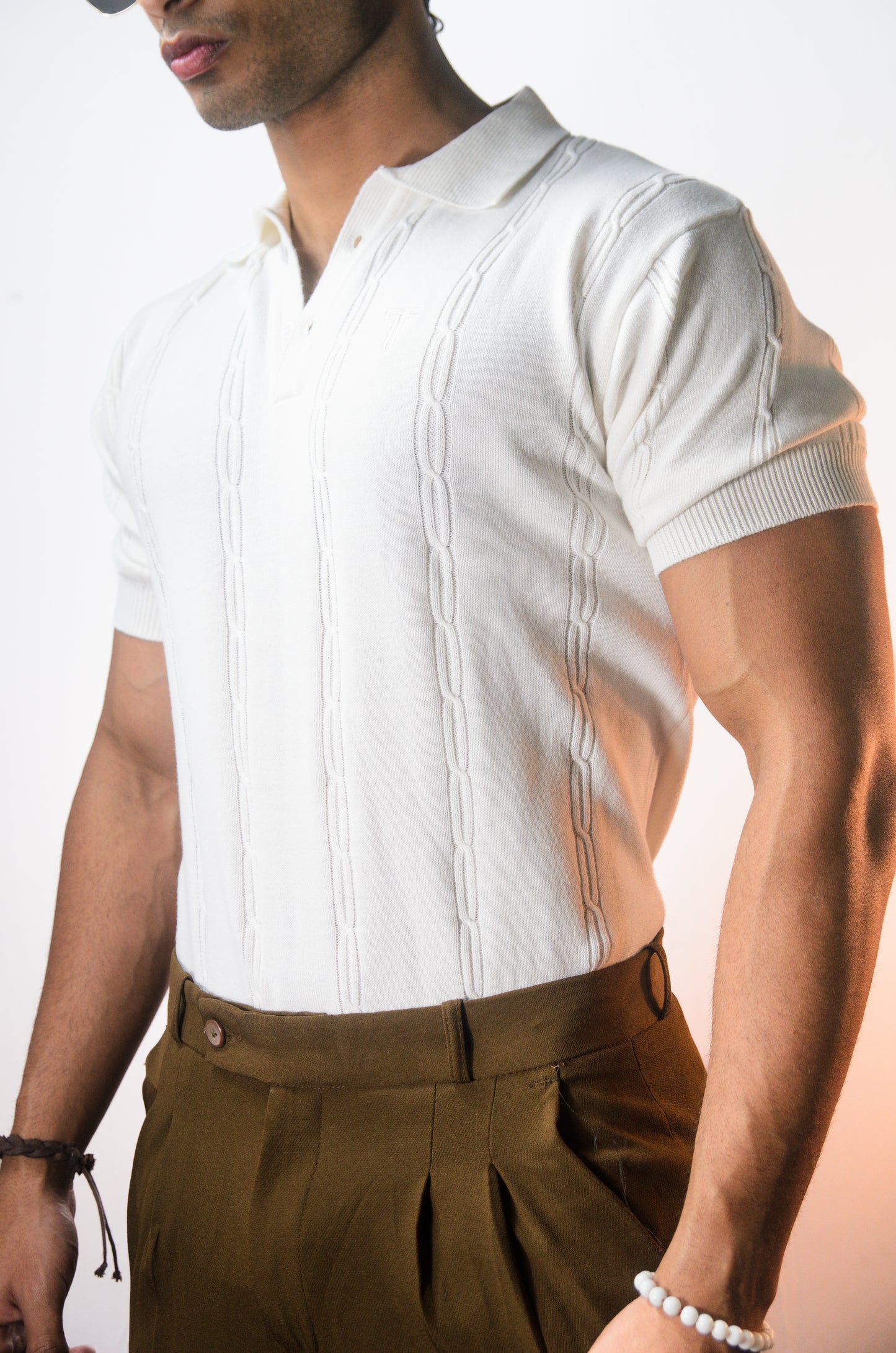 The Noiré Half Sleeve Polo - WHITE
