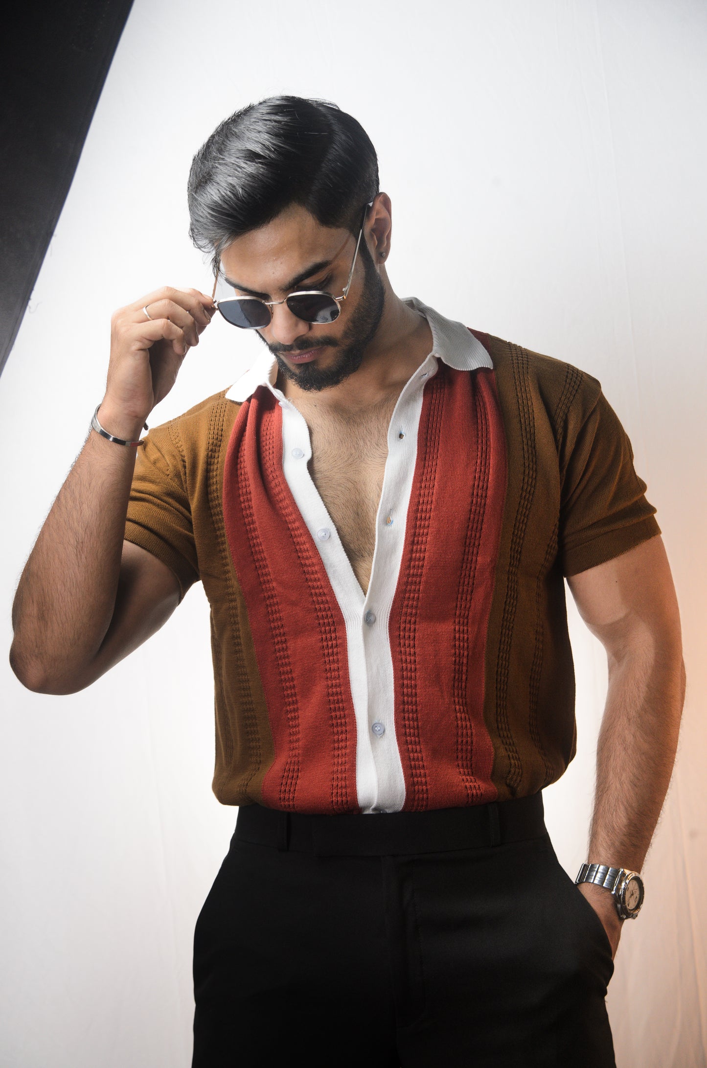 Old Town Knitted Shirt - BROWN