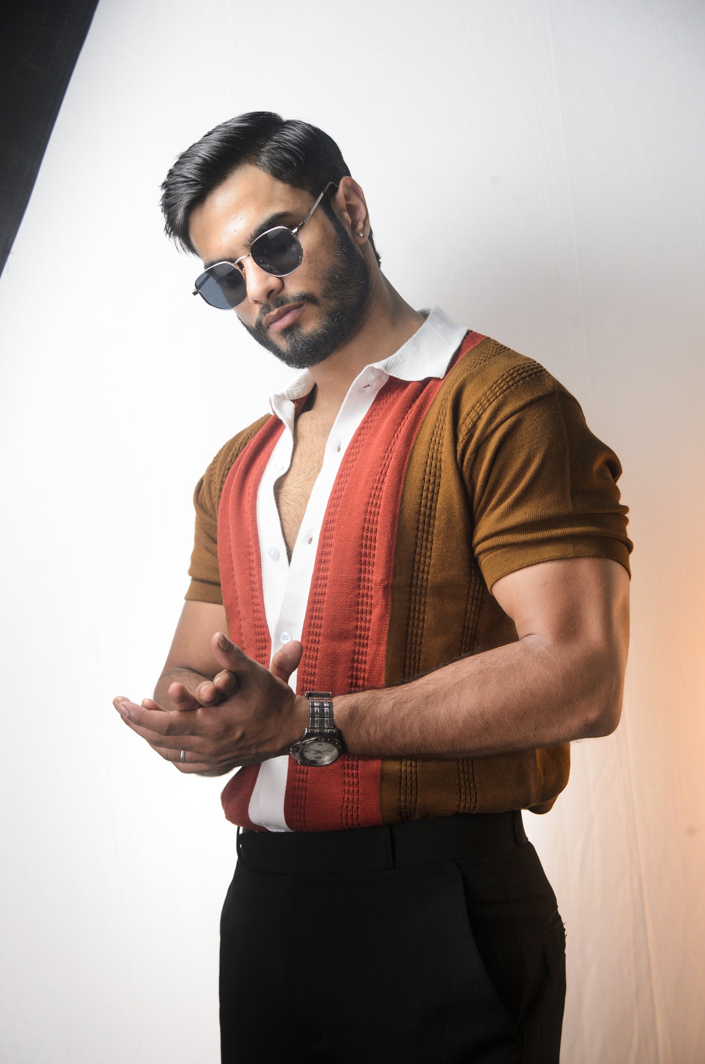Old Town Knitted Shirt - BROWN