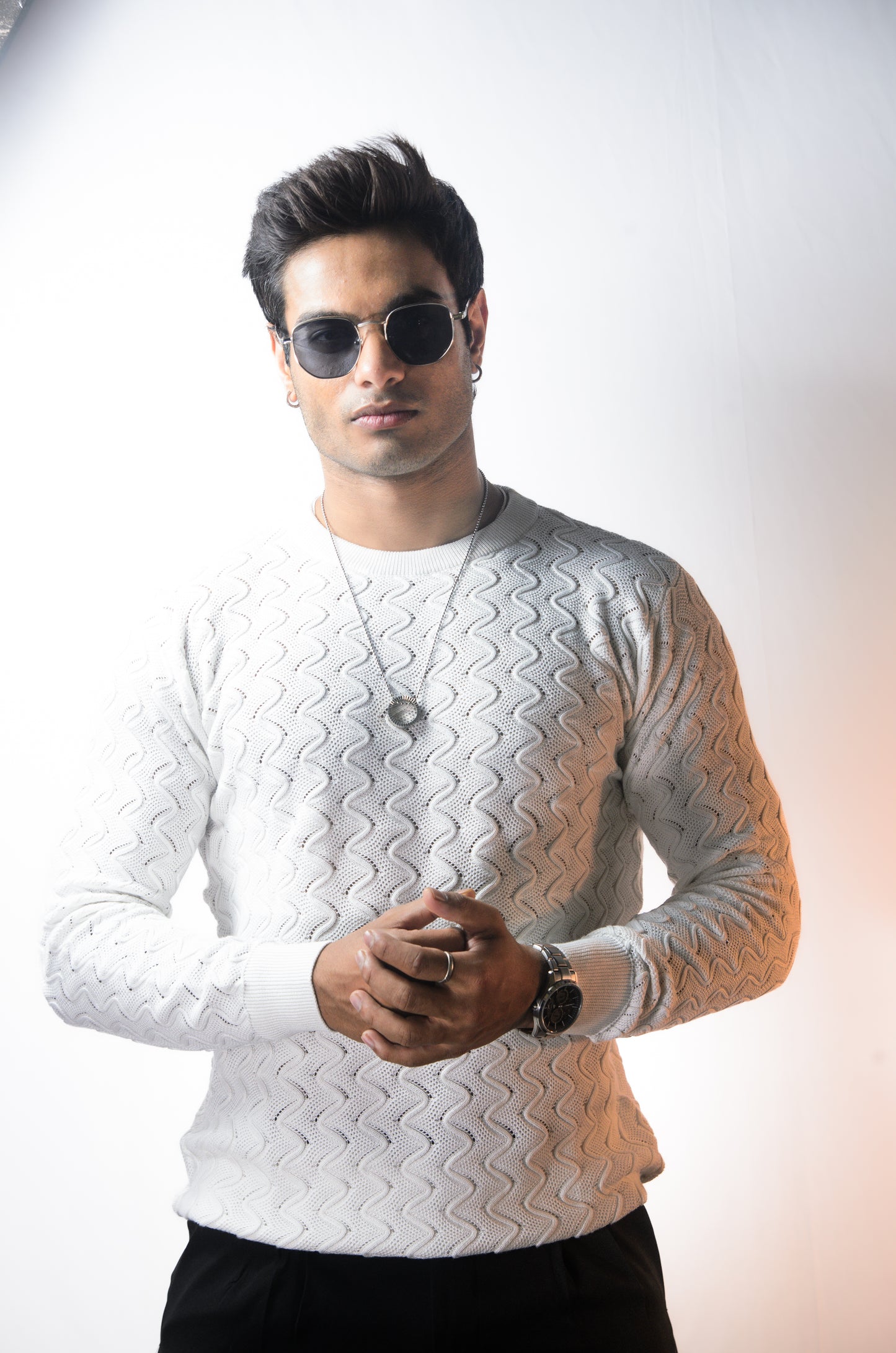 Classic Wave Full Sleeve Tshirt - WHITE