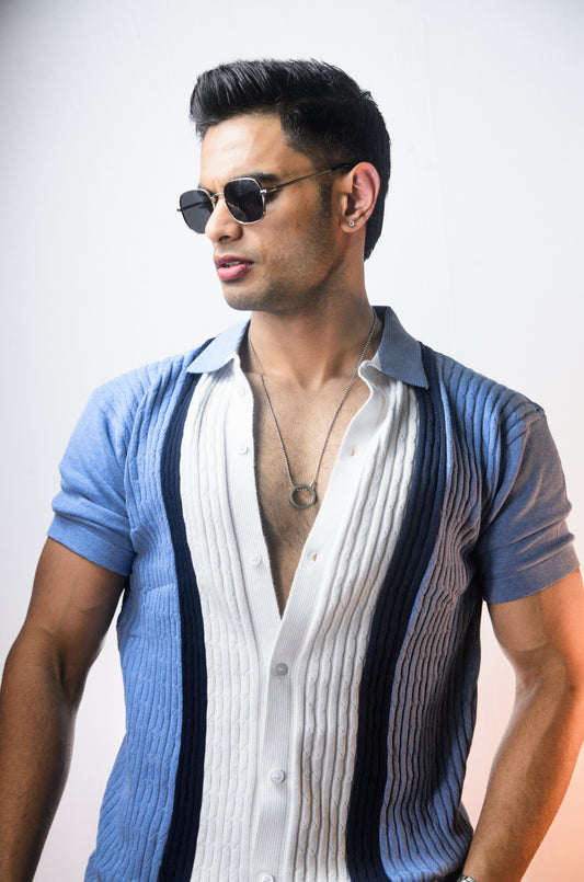 Valance Knitted Shirt - SKYBULE