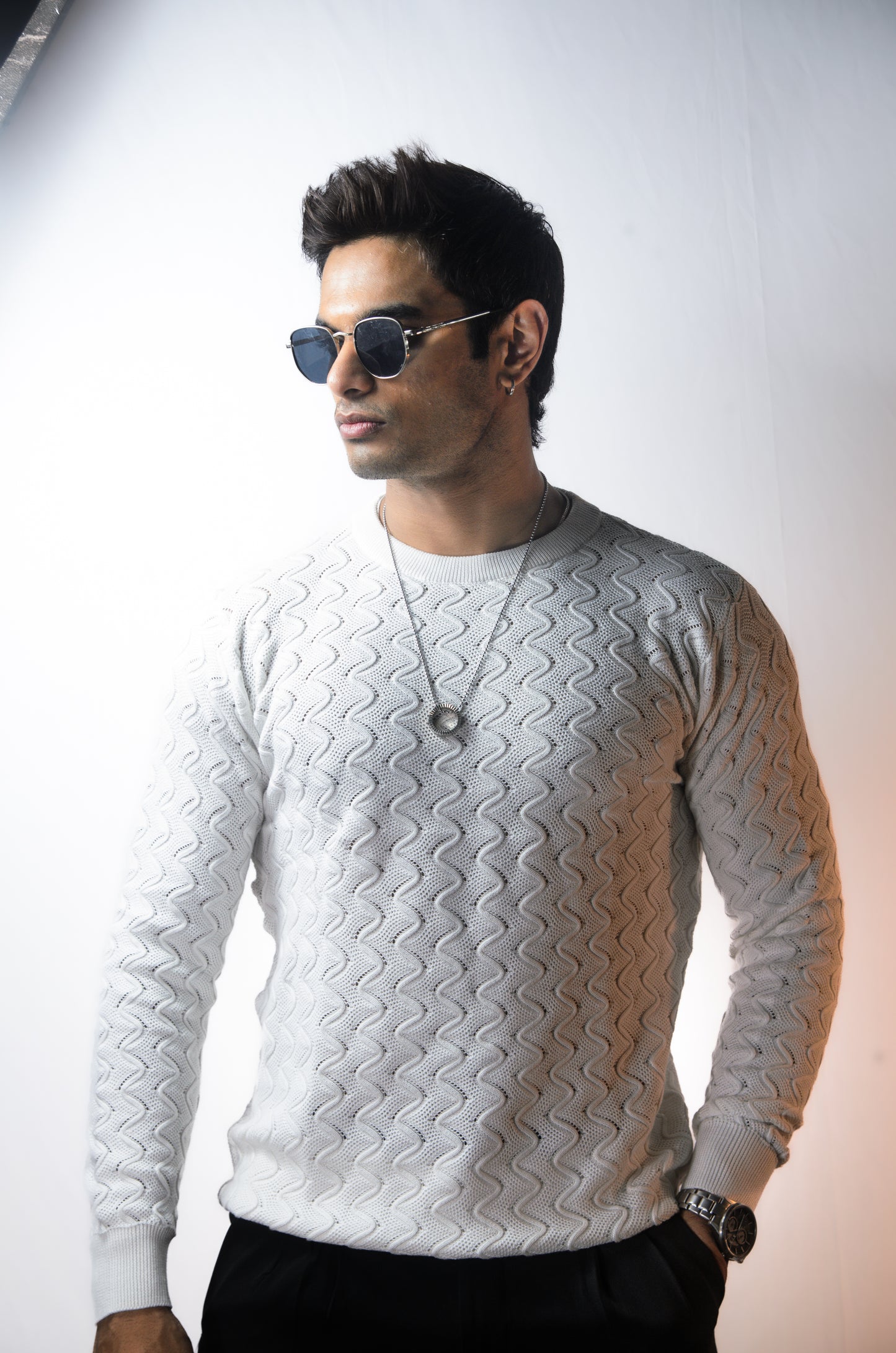 Classic Wave Full Sleeve Tshirt - WHITE