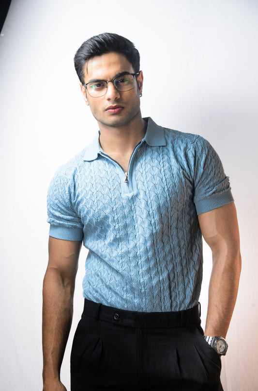 Palm Shade Polo-SKYBLUE