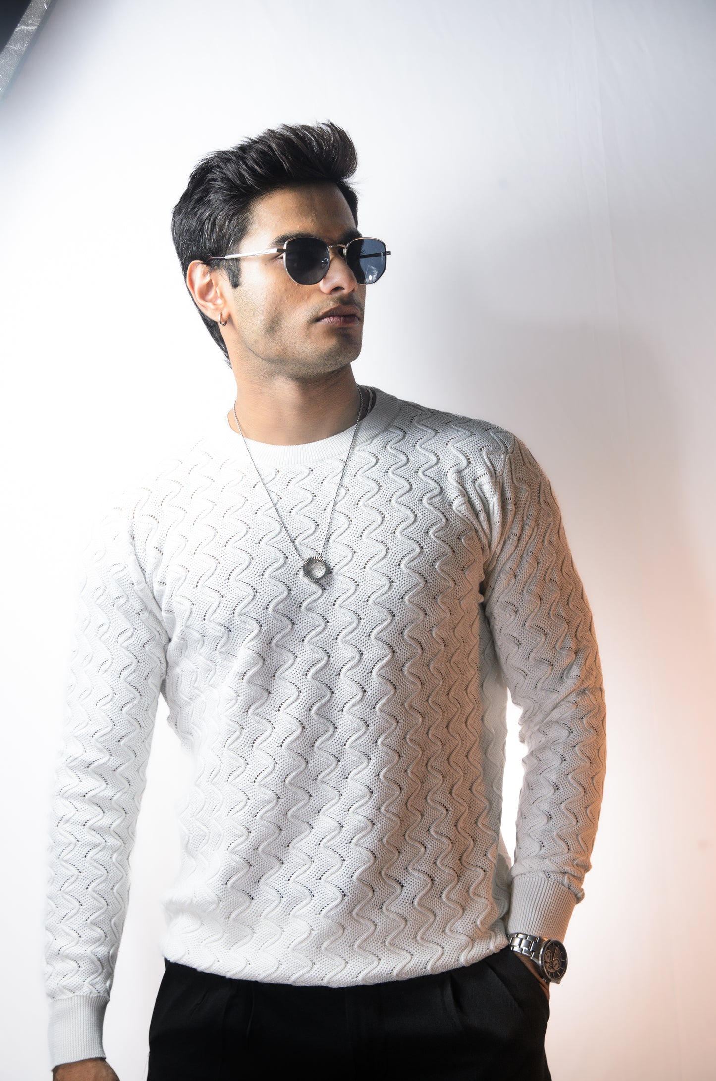 Classic Wave Full Sleeve Tshirt - WHITE