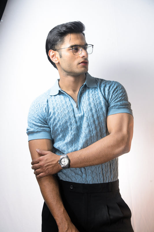 Palm Shade Polo-SKYBLUE