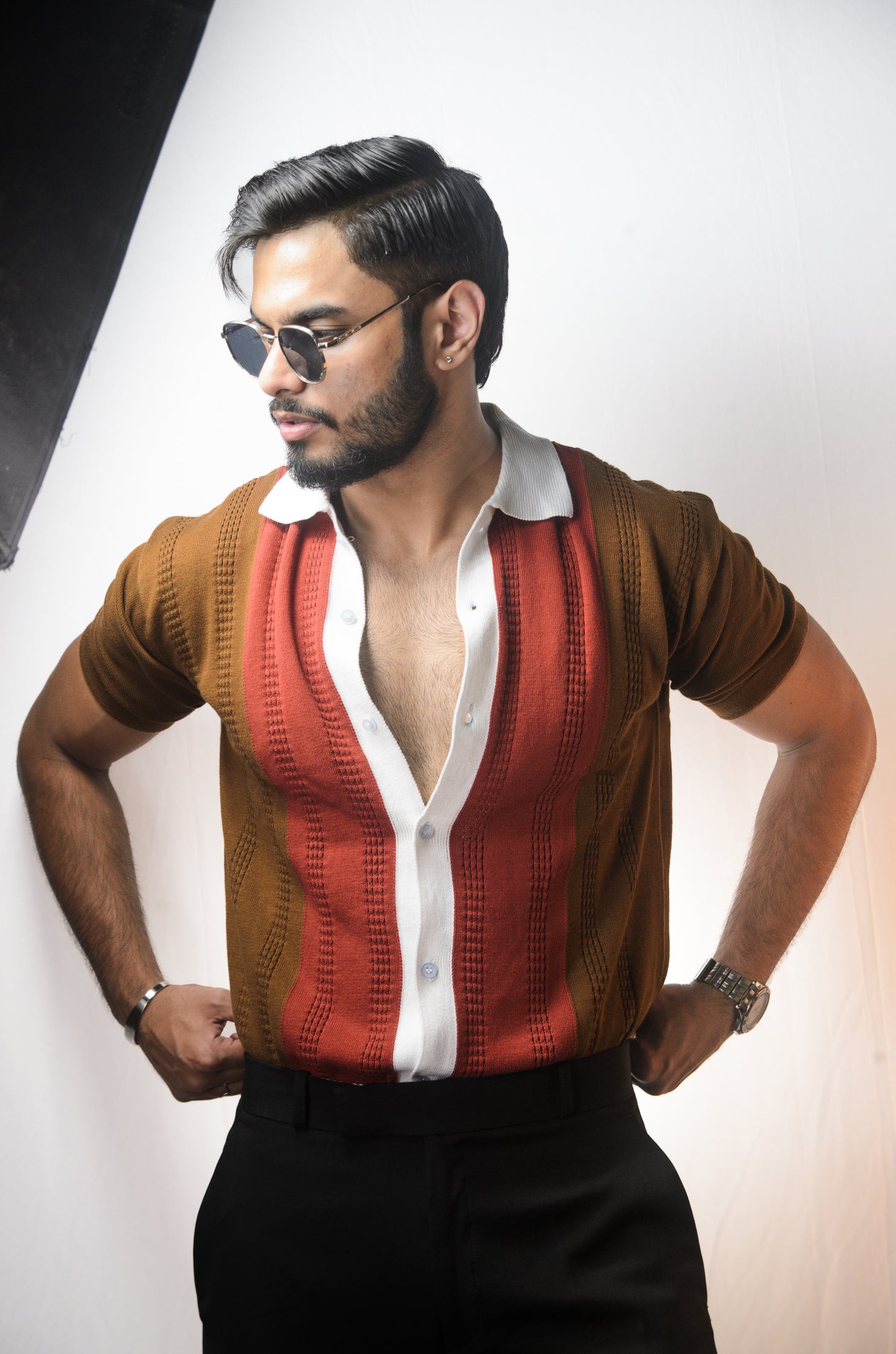Old Town Knitted Shirt - BROWN