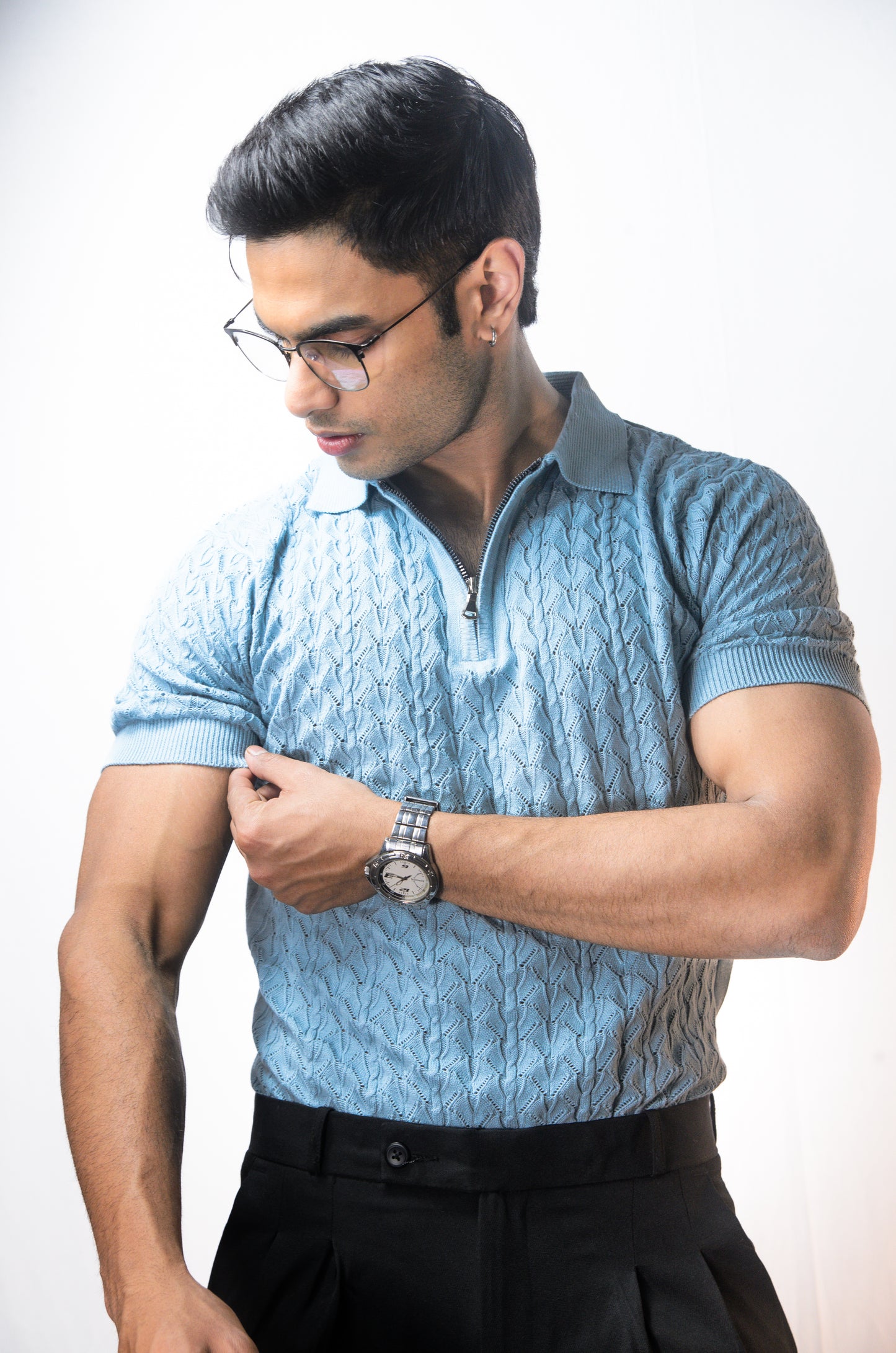 Palm Shade Polo-SKYBLUE