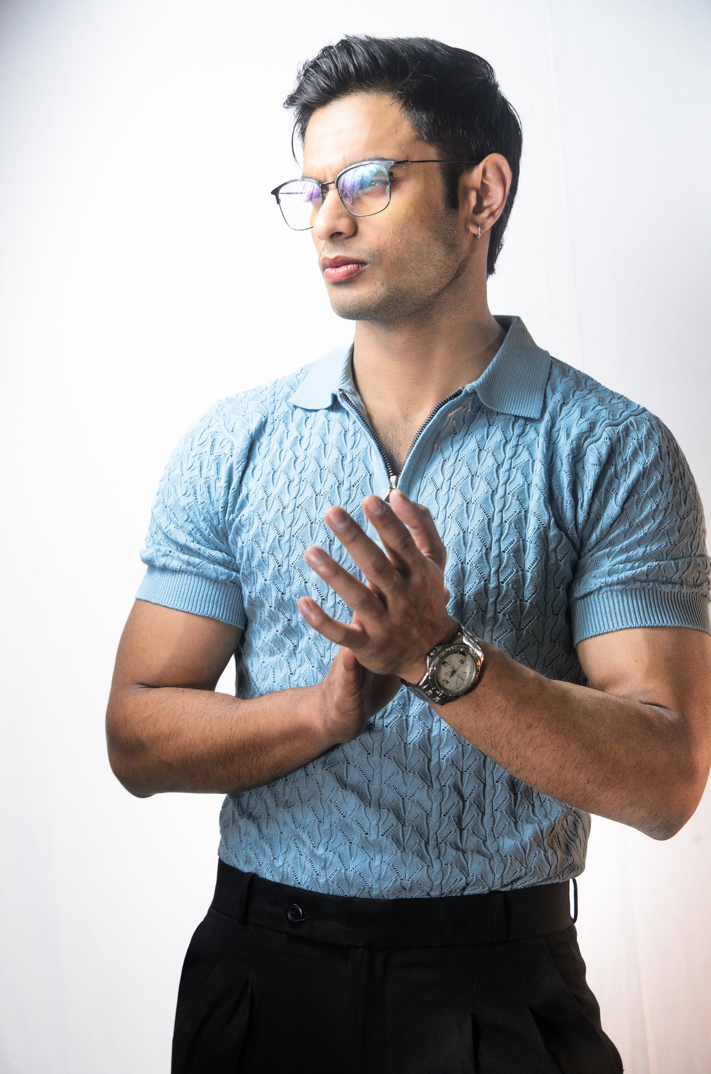 Palm Shade Polo-SKYBLUE