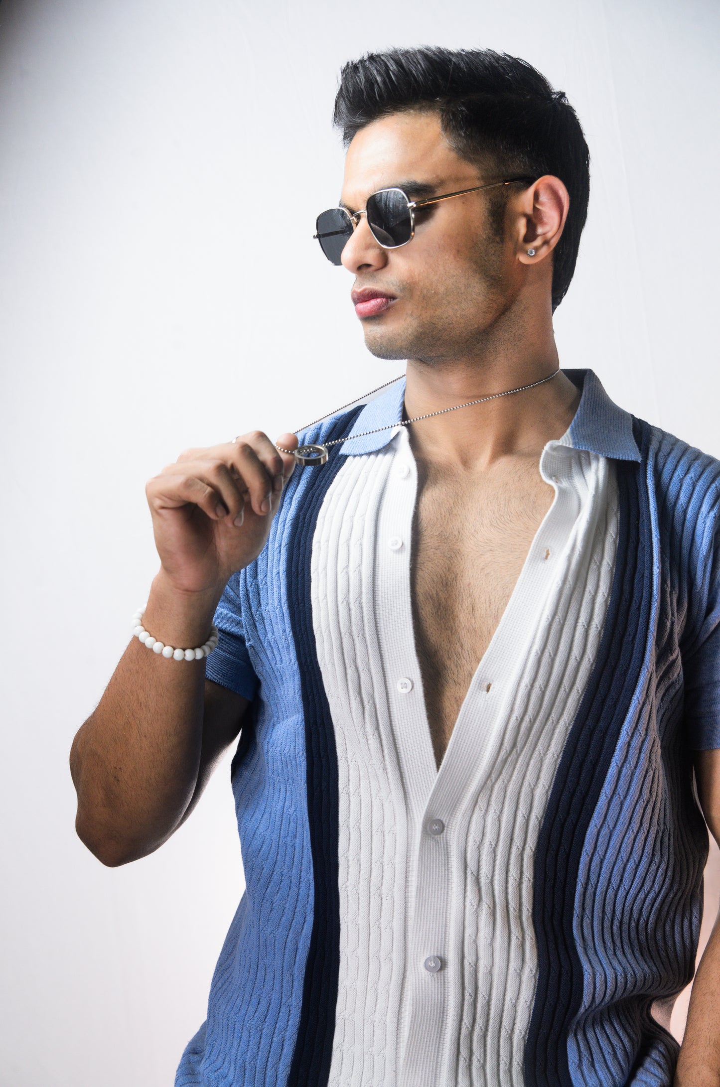 Valance Knitted Shirt - SKYBULE