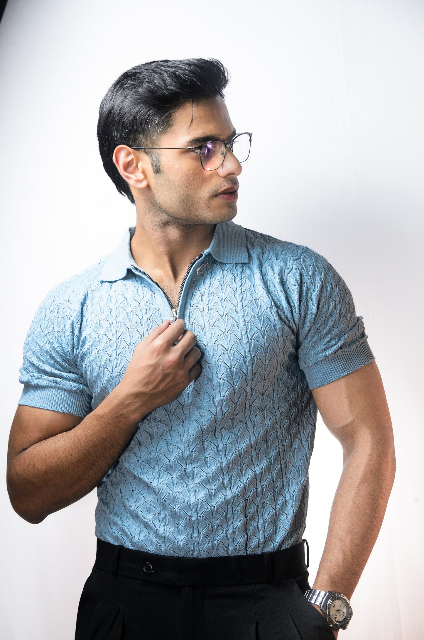 Palm Shade Polo-SKYBLUE