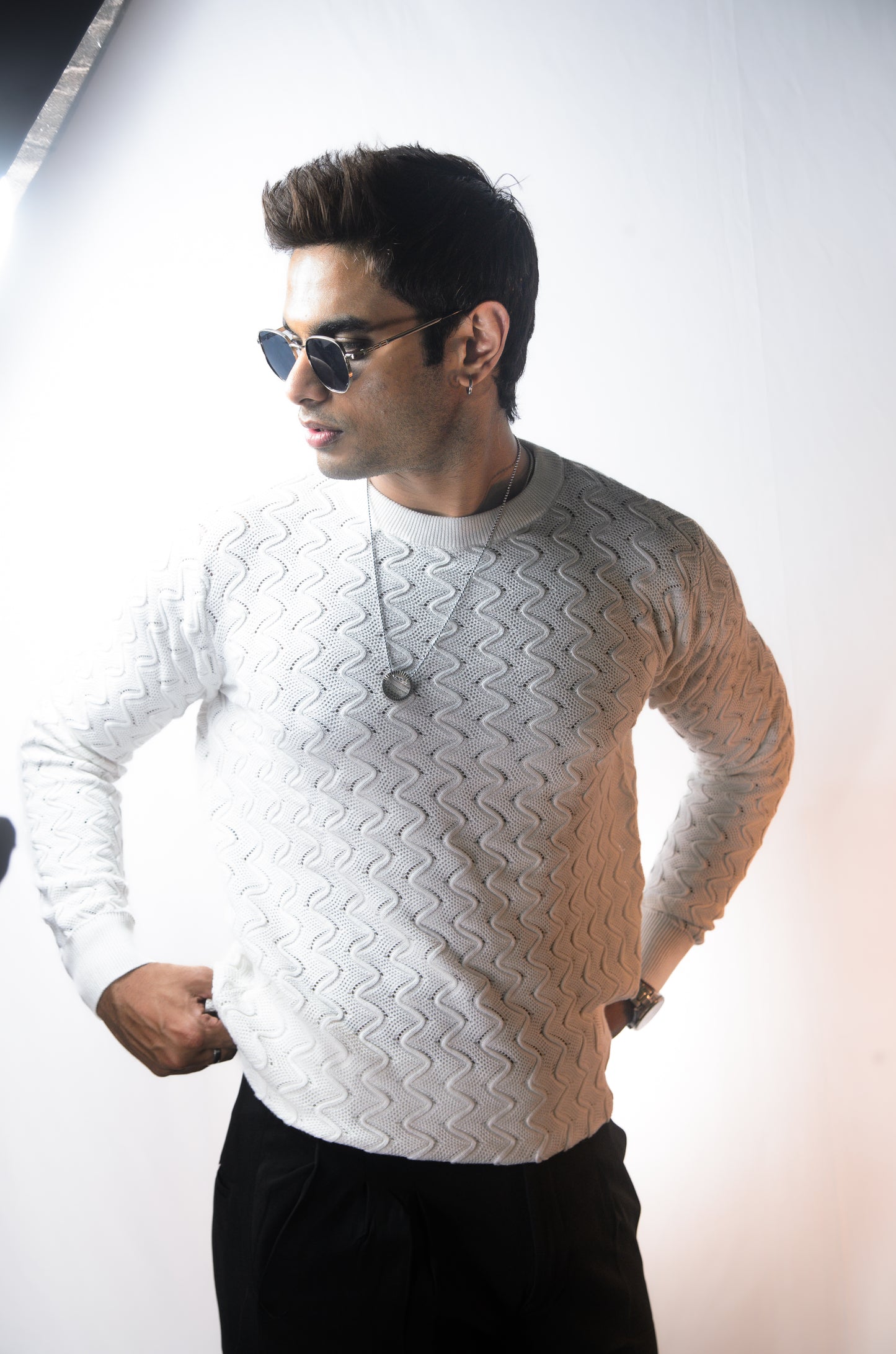 Classic Wave Full Sleeve Tshirt - WHITE