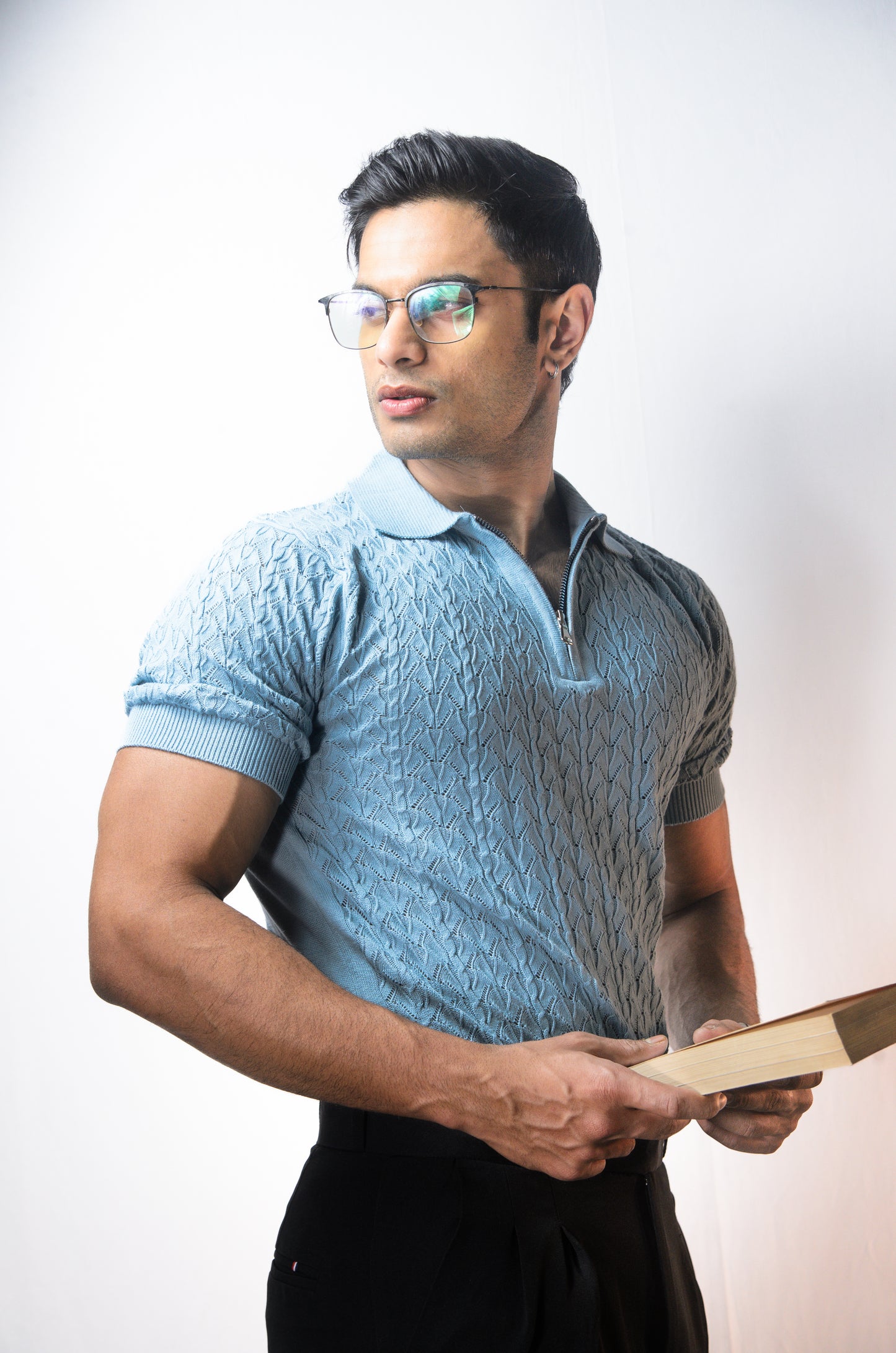 Palm Shade Polo-SKYBLUE
