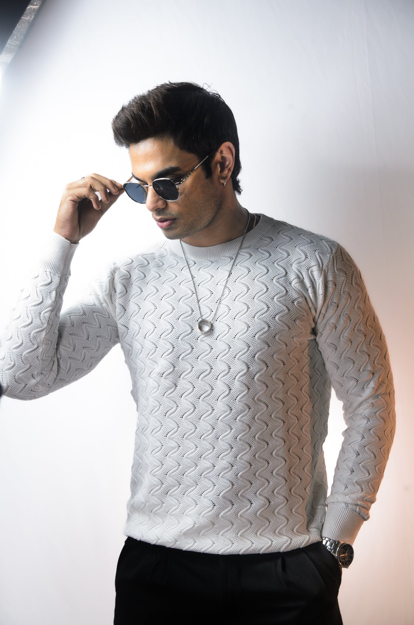 Classic Wave Full Sleeve Tshirt - WHITE