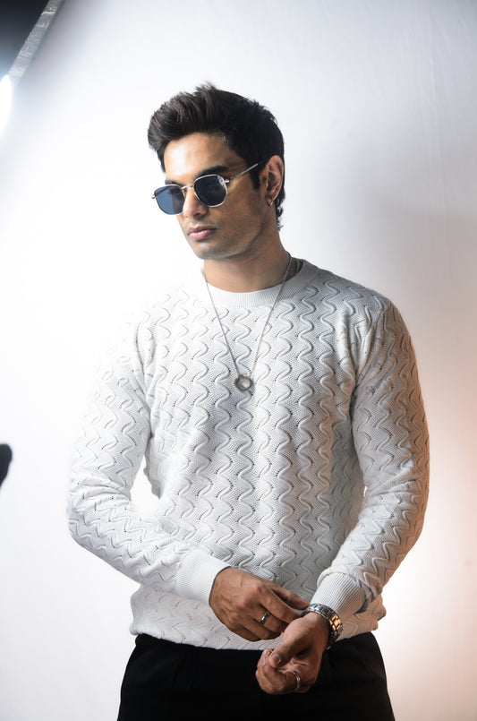 Classic Wave Full Sleeve Tshirt - WHITE