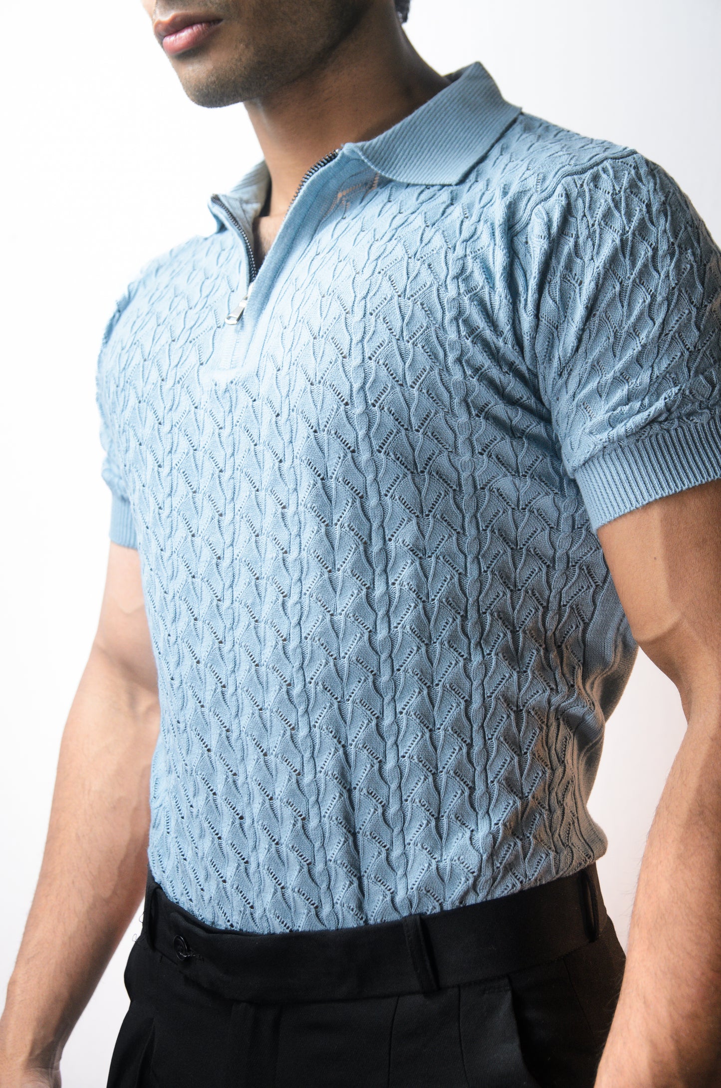 Palm Shade Polo-SKYBLUE