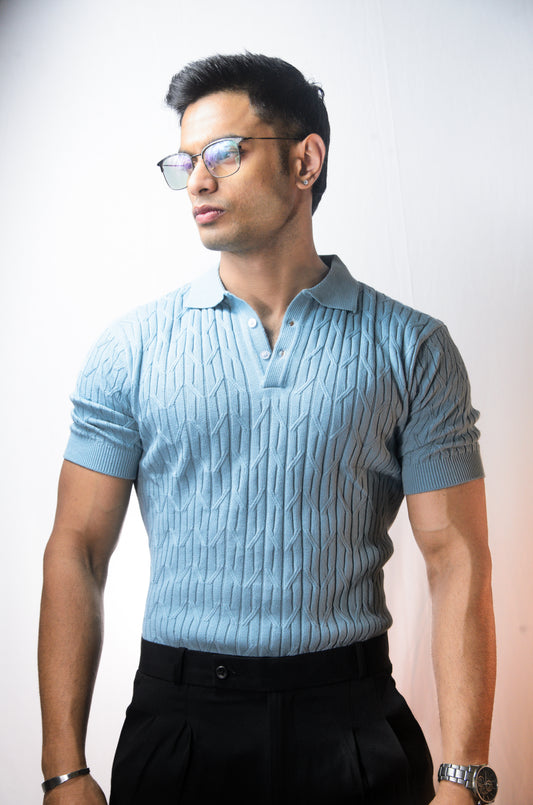 Sterling knit Polo T-Shirt - SKYBLUE