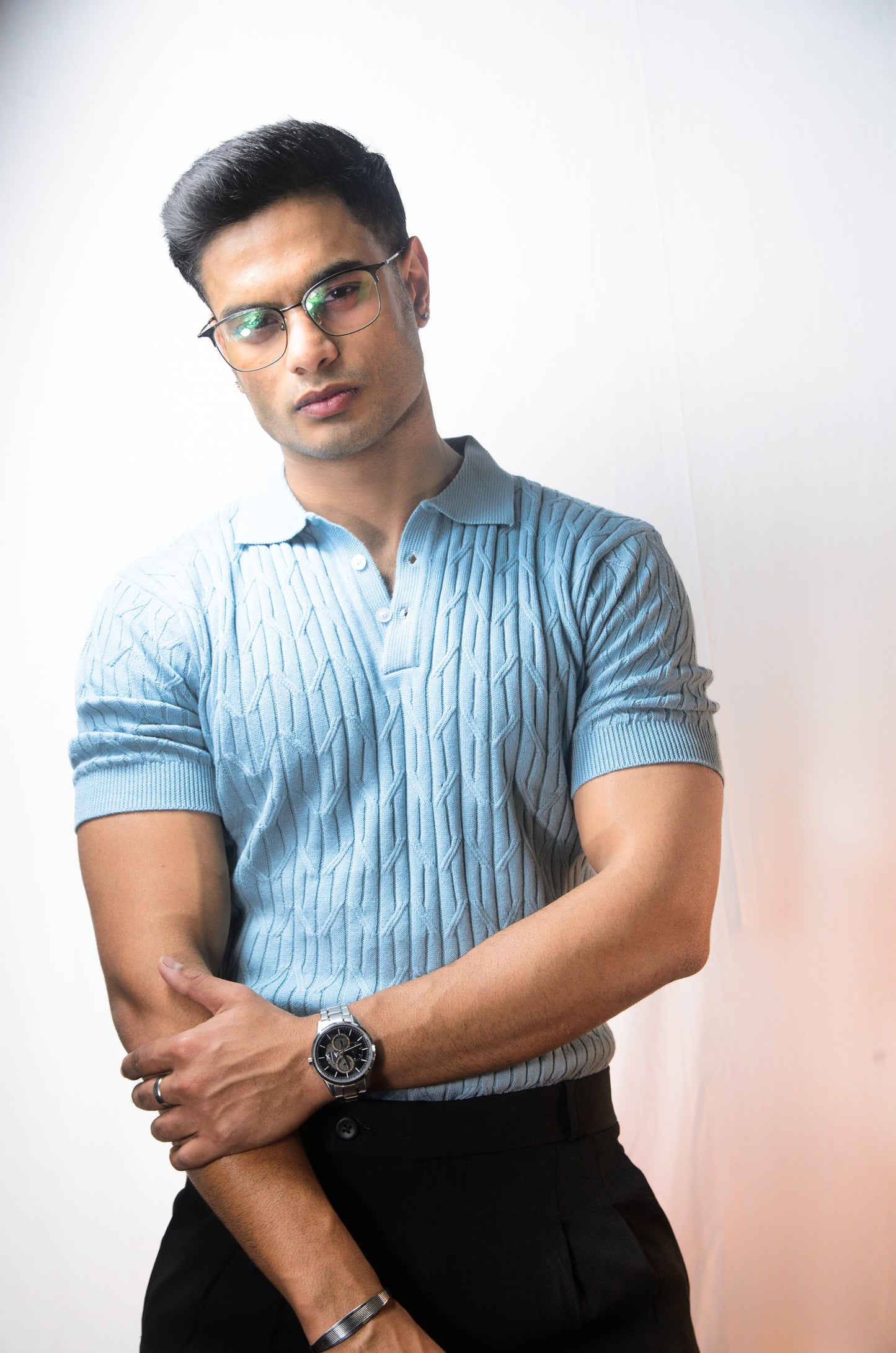Sterling knit Polo T-Shirt - SKYBLUE