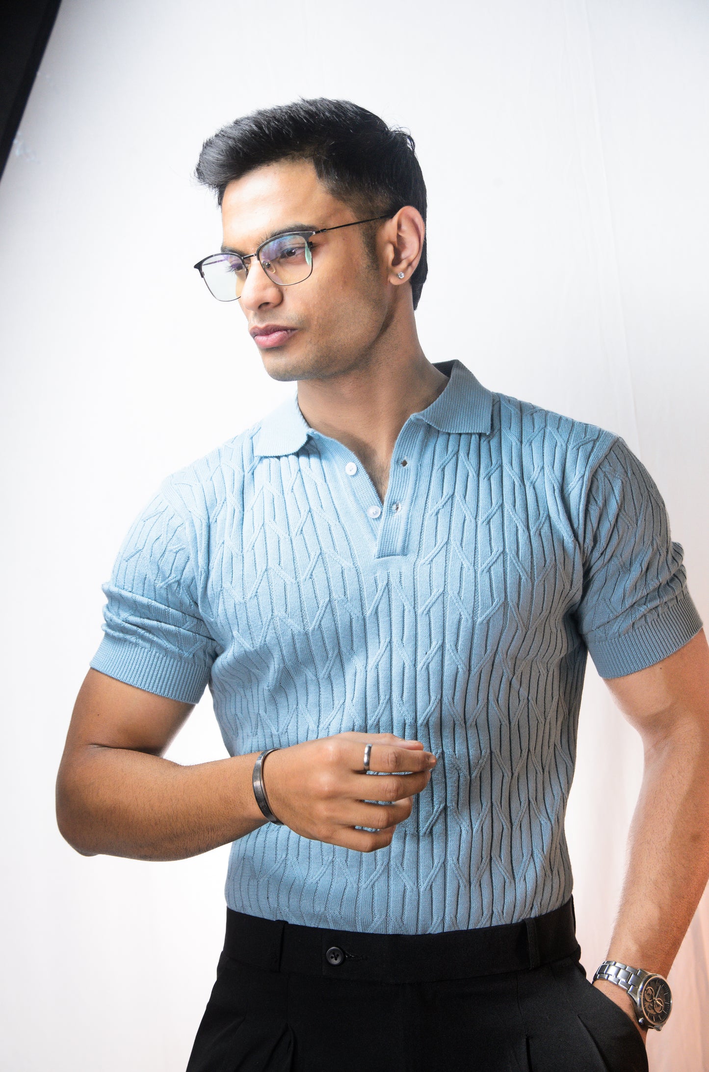 Sterling knit Polo T-Shirt - SKYBLUE