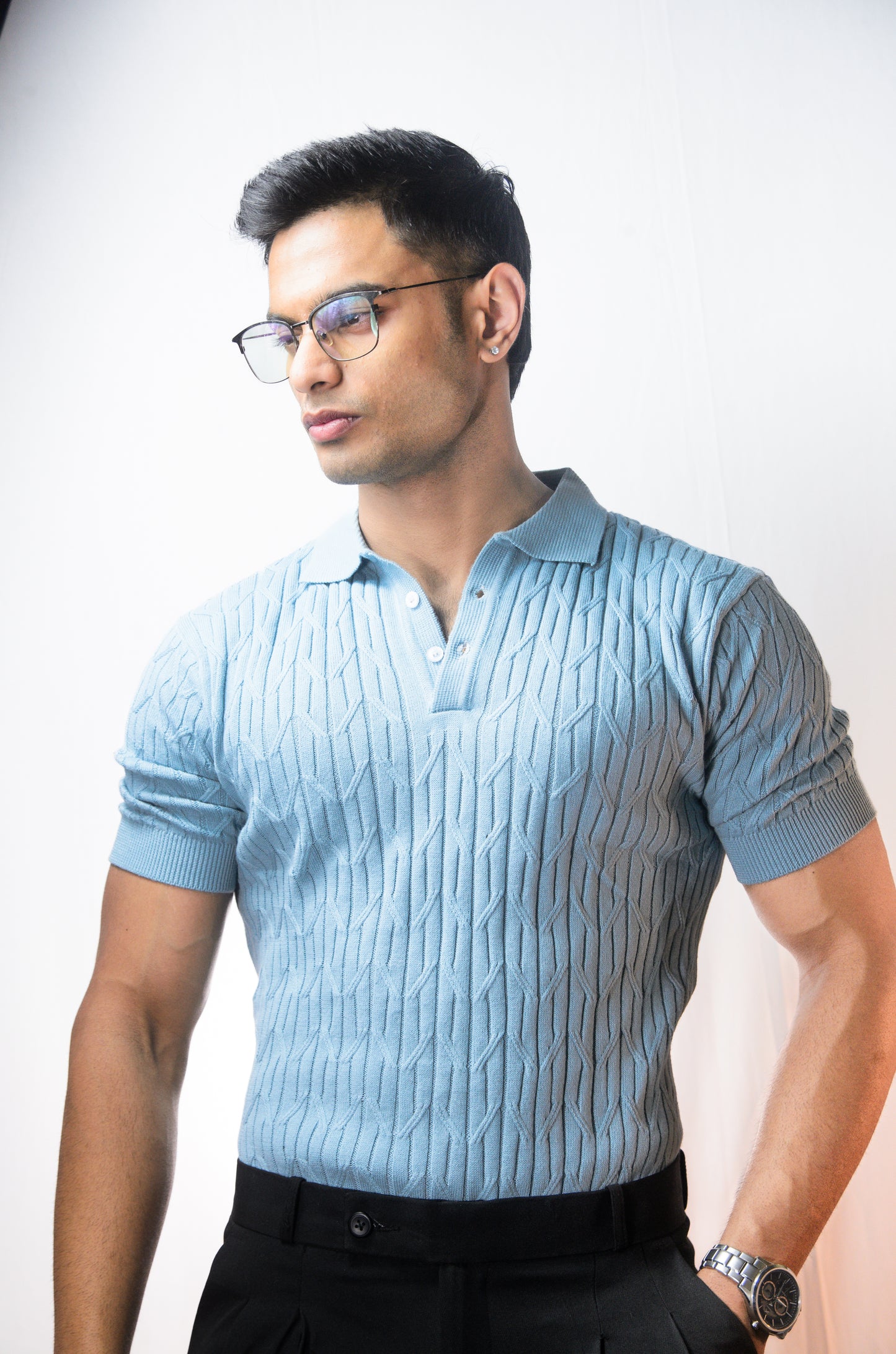 Sterling knit Polo T-Shirt - SKYBLUE