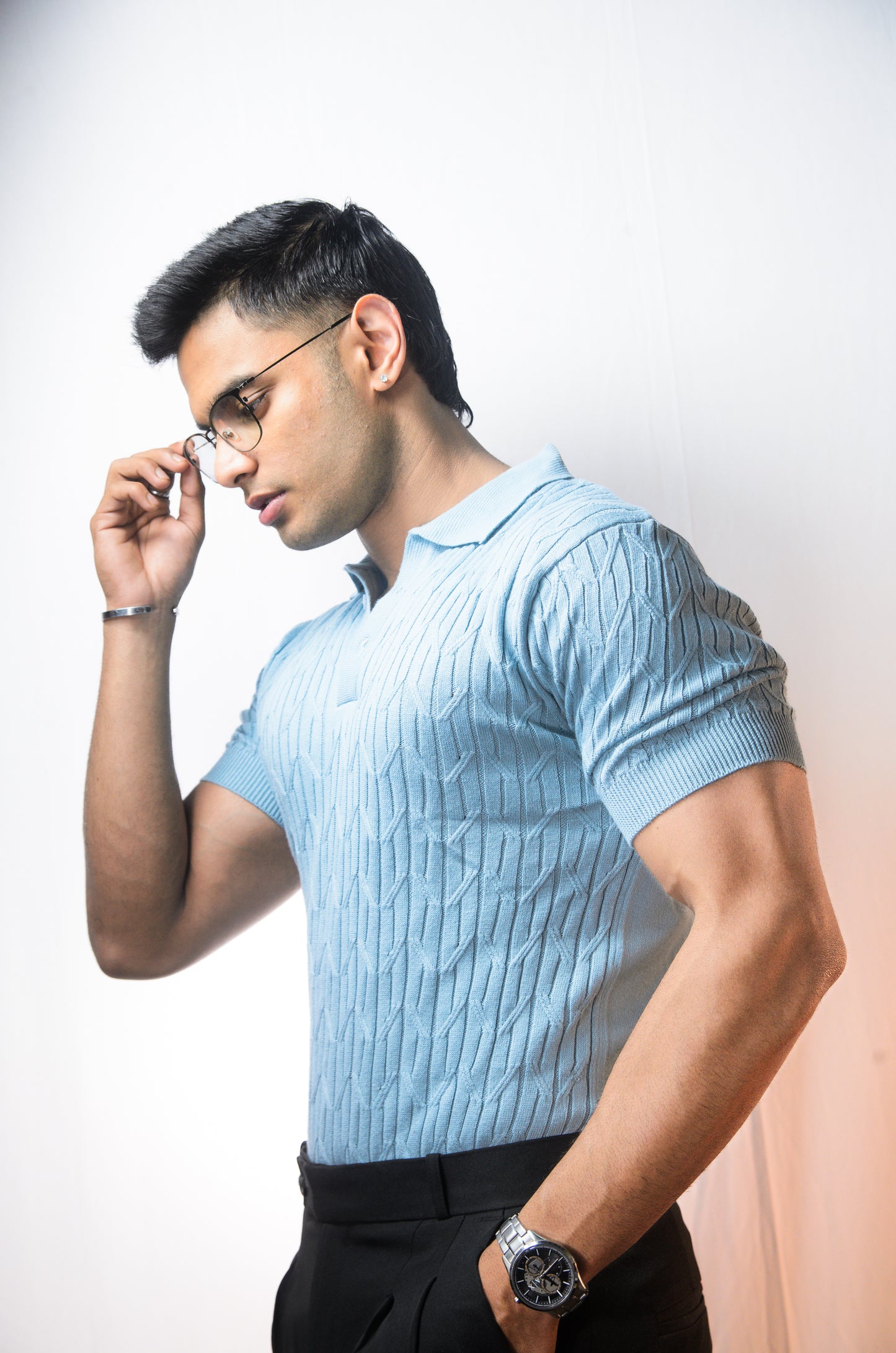 Sterling knit Polo T-Shirt - SKYBLUE