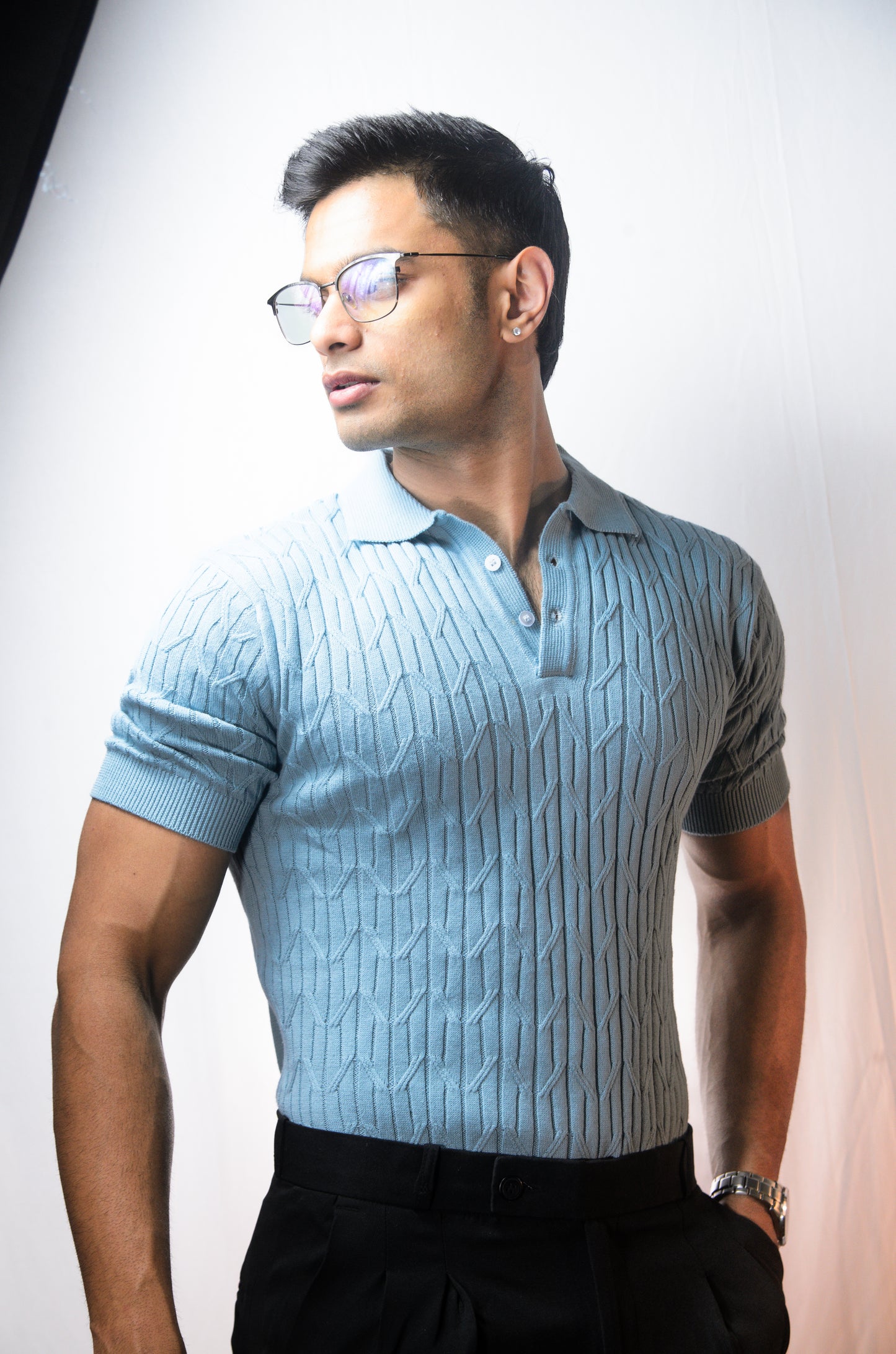 Sterling knit Polo T-Shirt - SKYBLUE