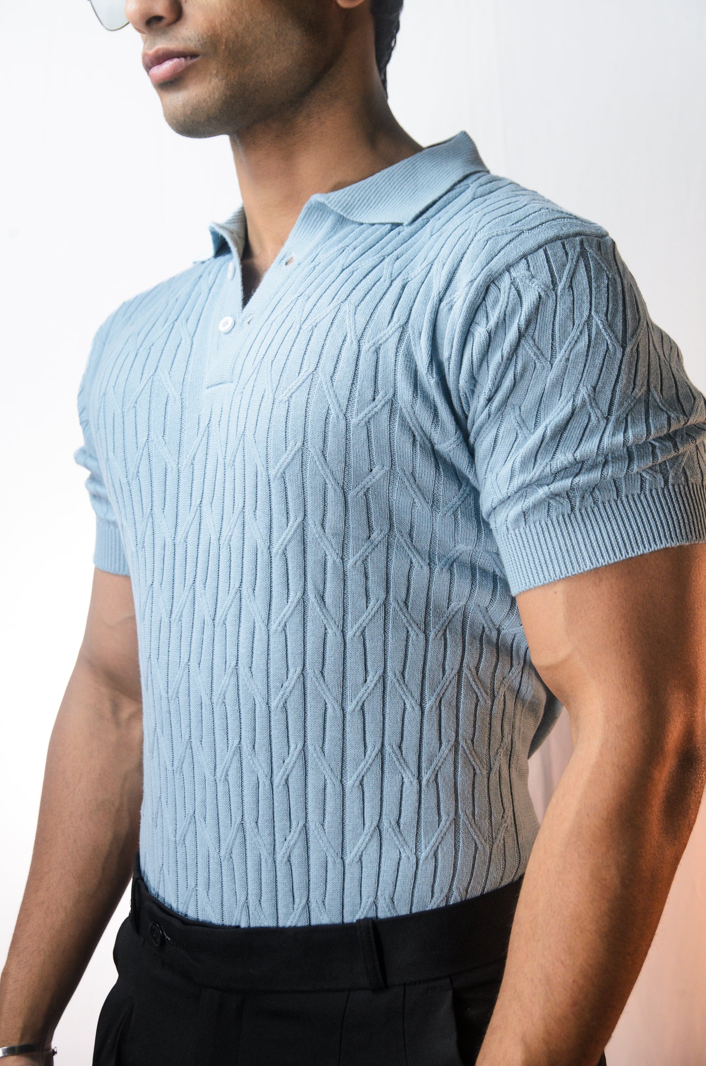 Sterling knit Polo T-Shirt - SKYBLUE