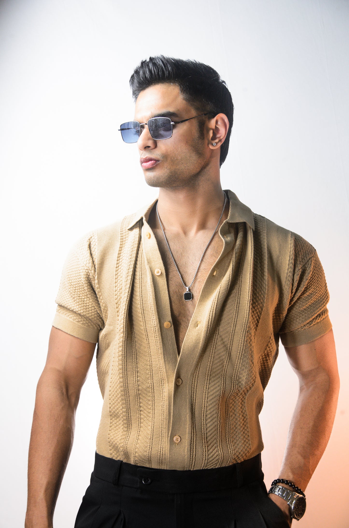 Rivoli Knitted Shirt - BEIGE