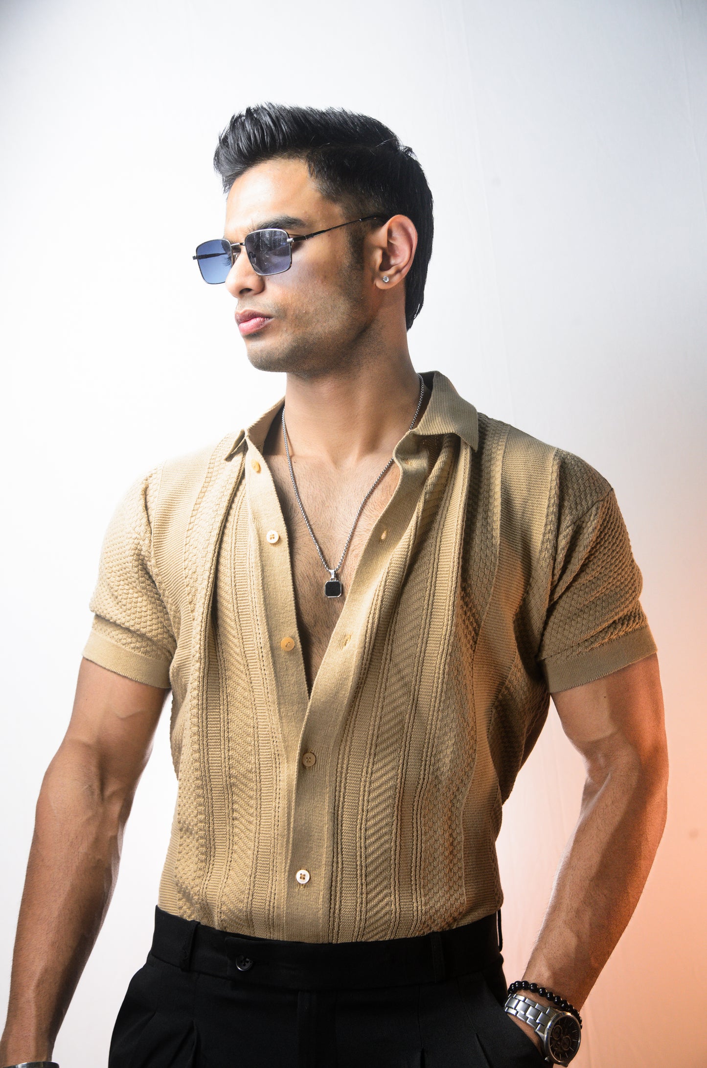 Rivoli Knitted Shirt - BEIGE
