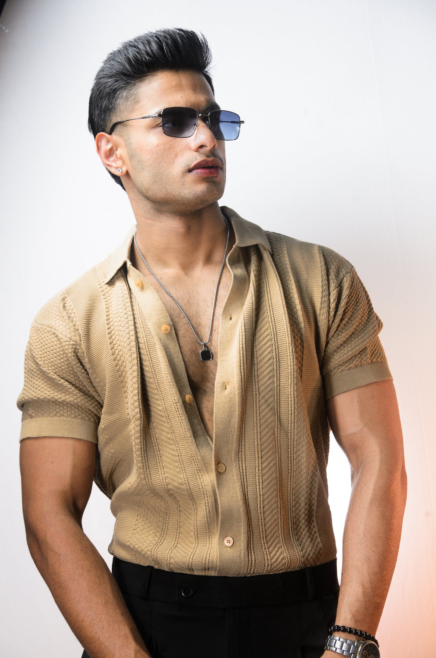 Rivoli Knitted Shirt - BEIGE