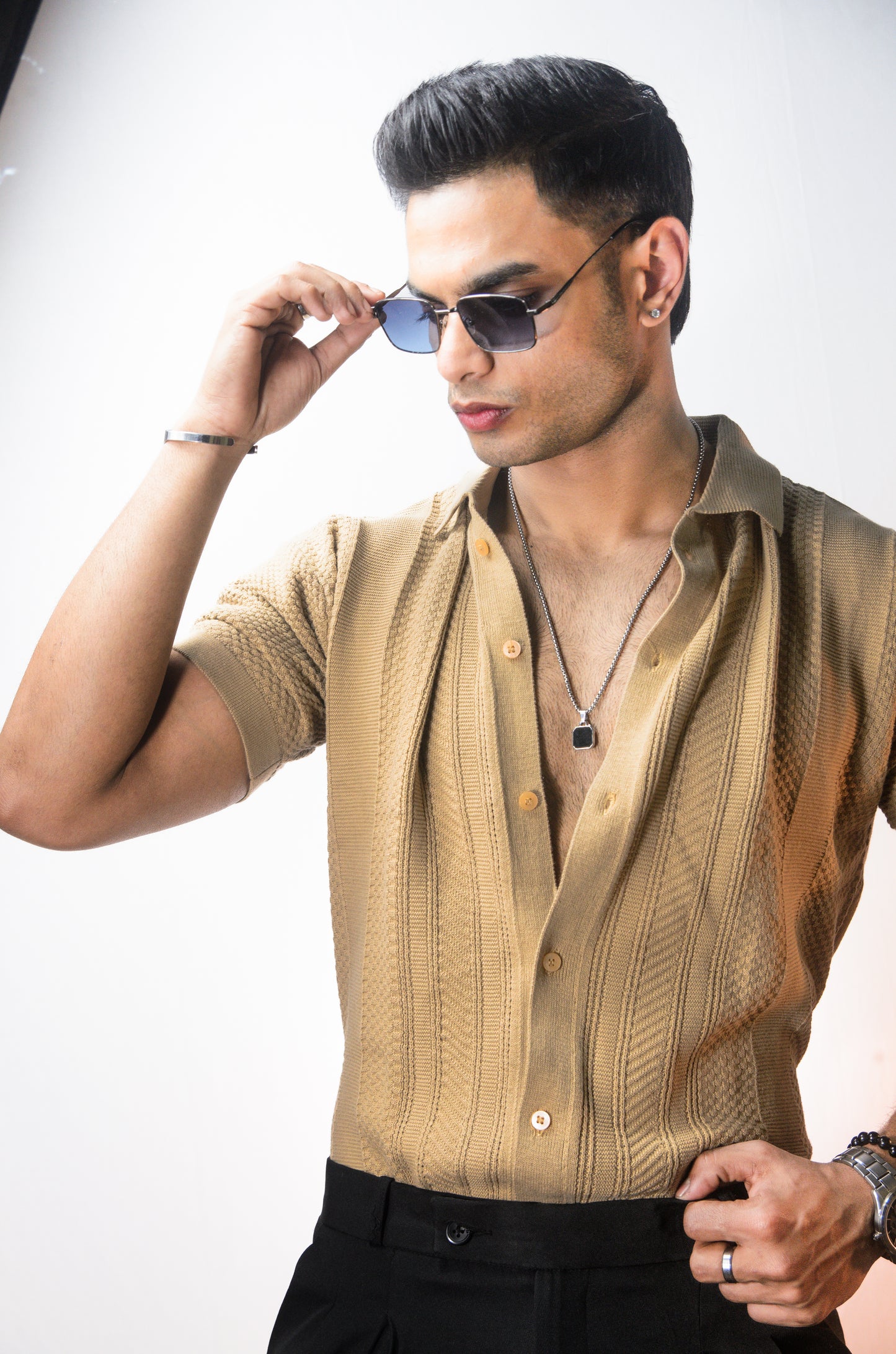 Rivoli Knitted Shirt - BEIGE