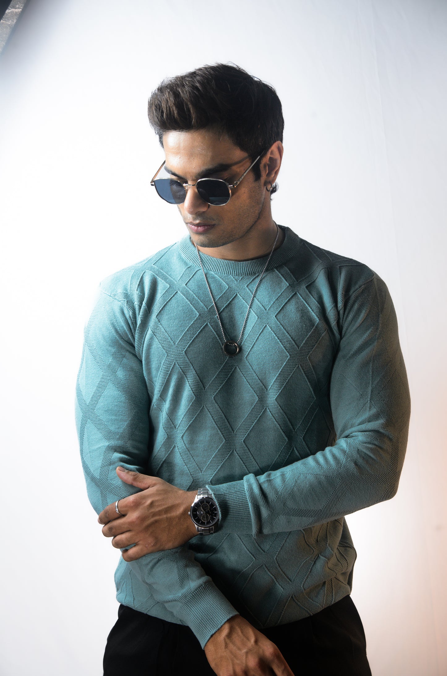 Solace Full Sleeve T-shirt Pista Cyan