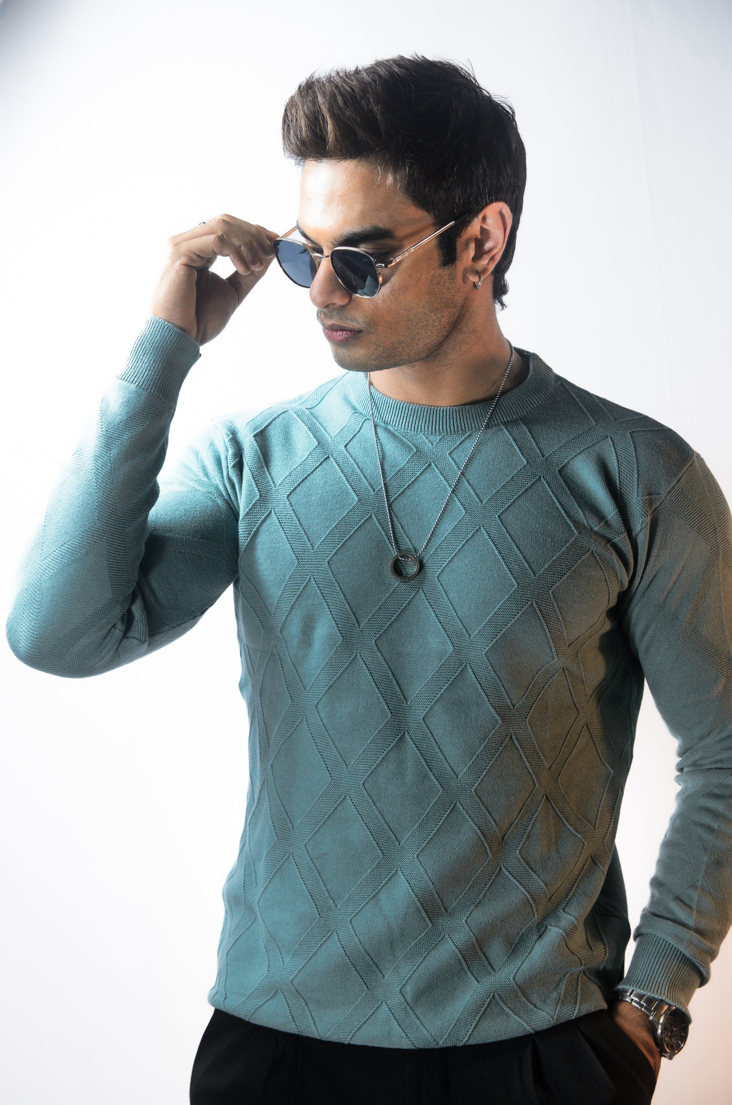 Solace Full Sleeve T-shirt Pista Cyan