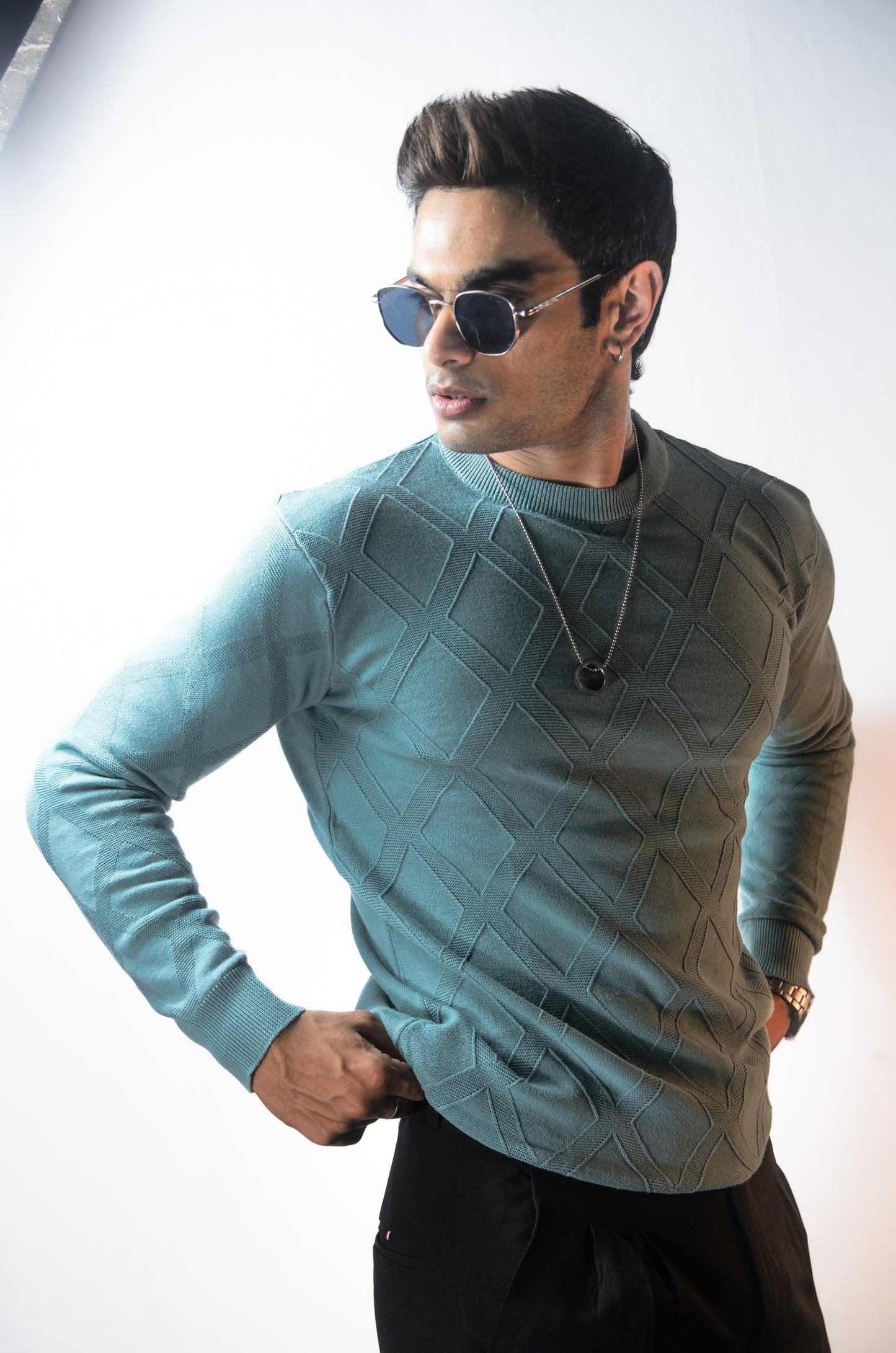 Solace Full Sleeve T-shirt Pista Cyan