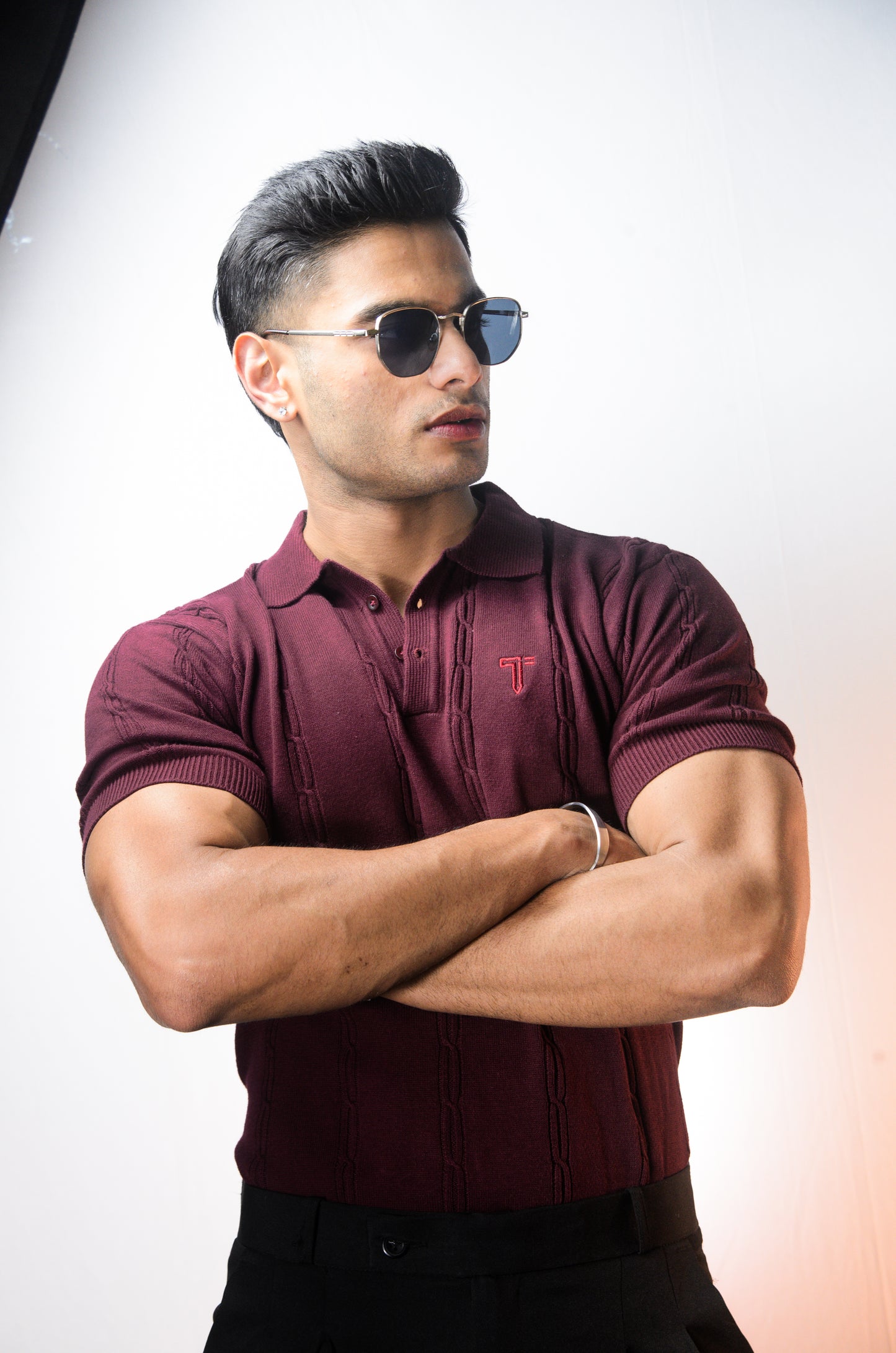 The Noiré Half Sleeve Polo - WINE