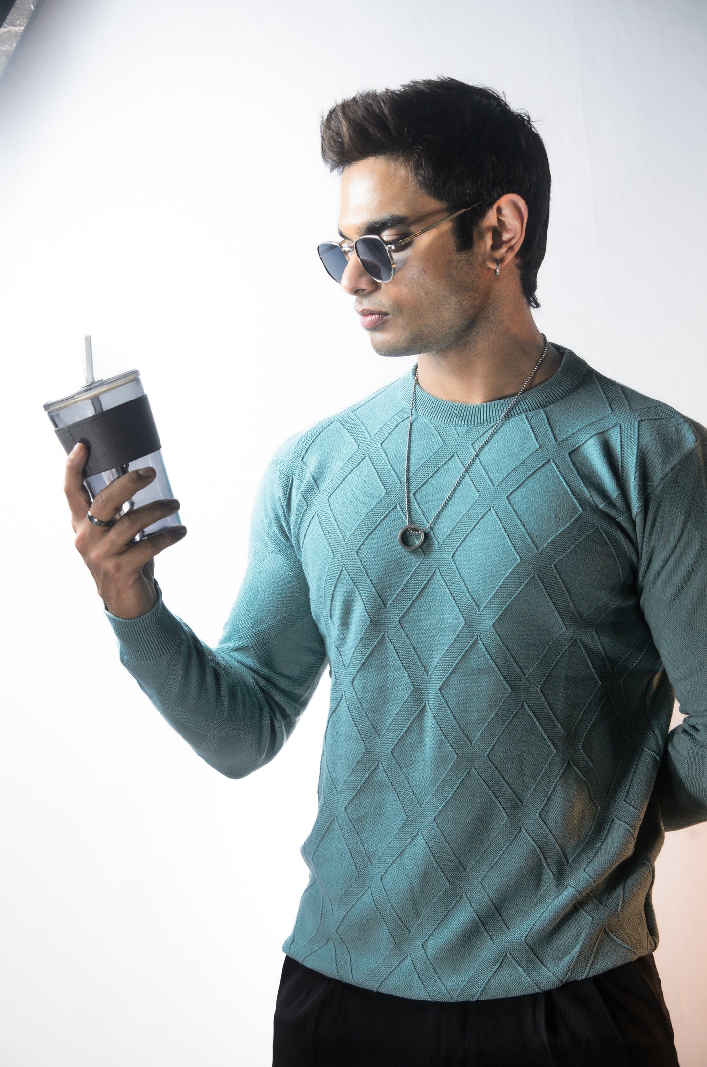 Solace Full Sleeve T-shirt Pista Cyan