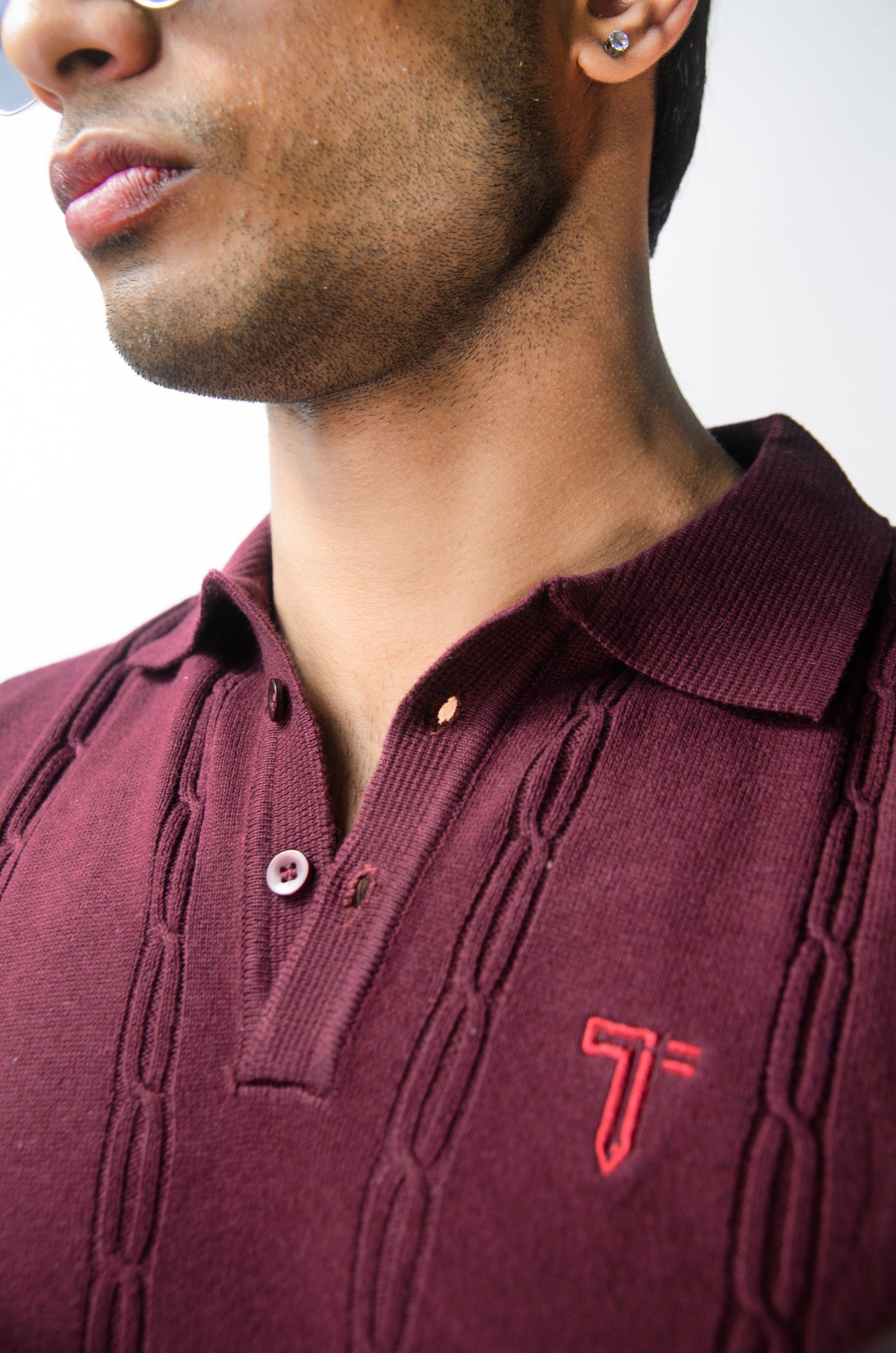 The Noiré Half Sleeve Polo - WINE